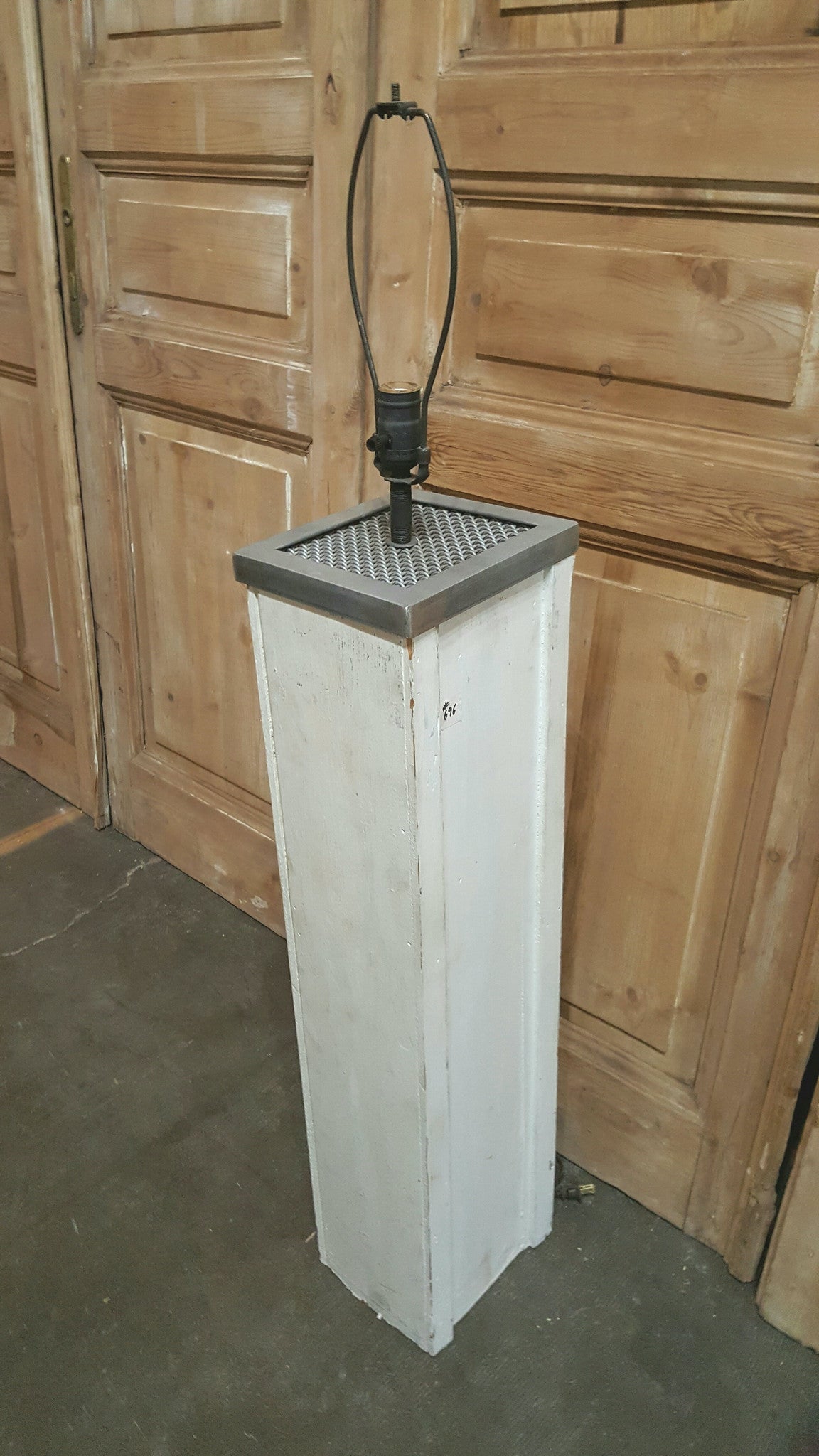 Repurposed White Rectangular Column Floor Lamp / Light