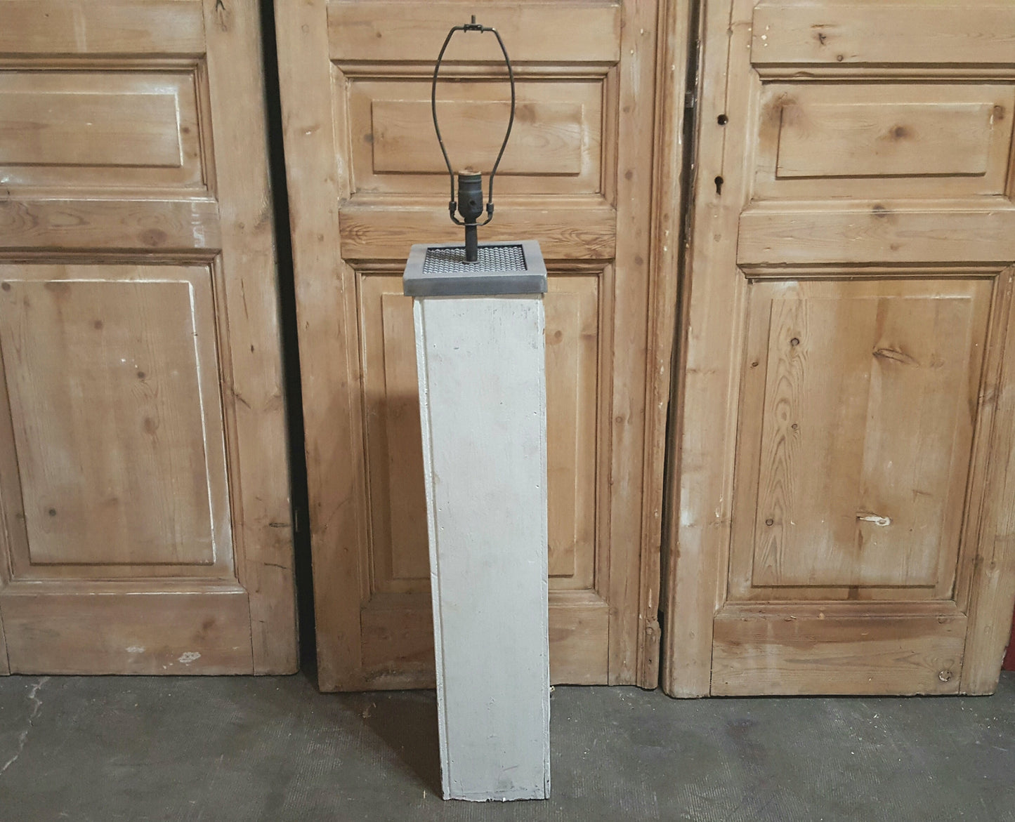 Repurposed White Rectangular Column Floor Lamp / Light