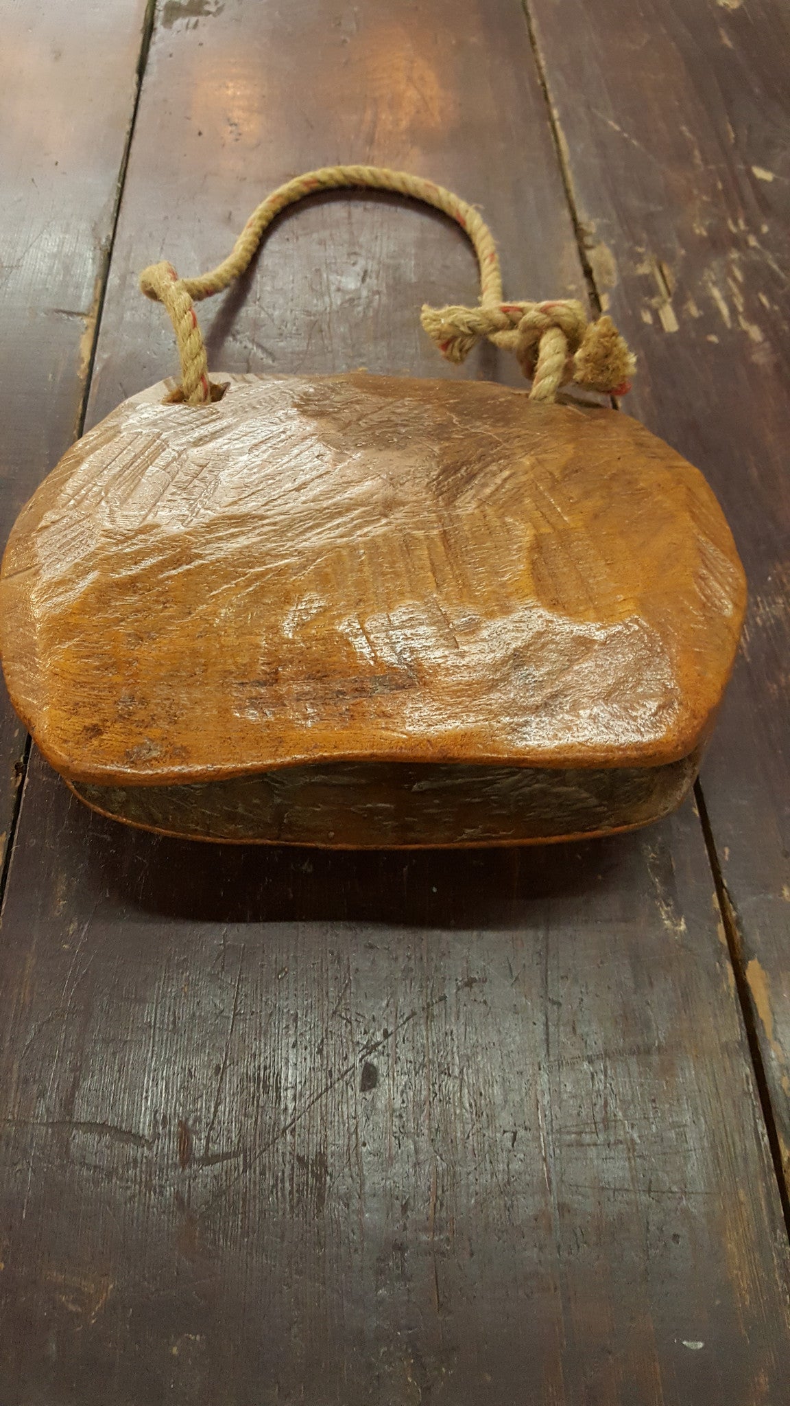 Decorative Wooden Cow Bell on Rope