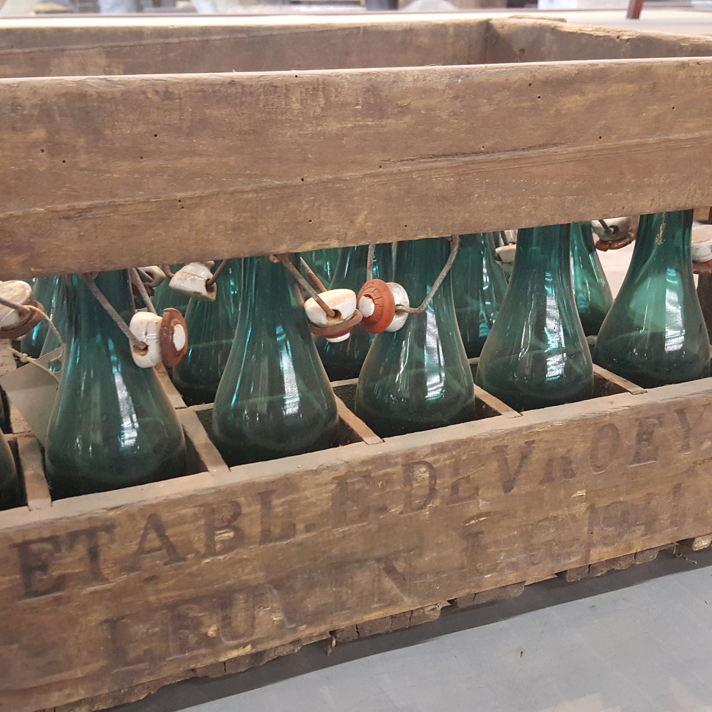 24 Beer Bottles in Crate, From Leuven Belgium (c. 1941)