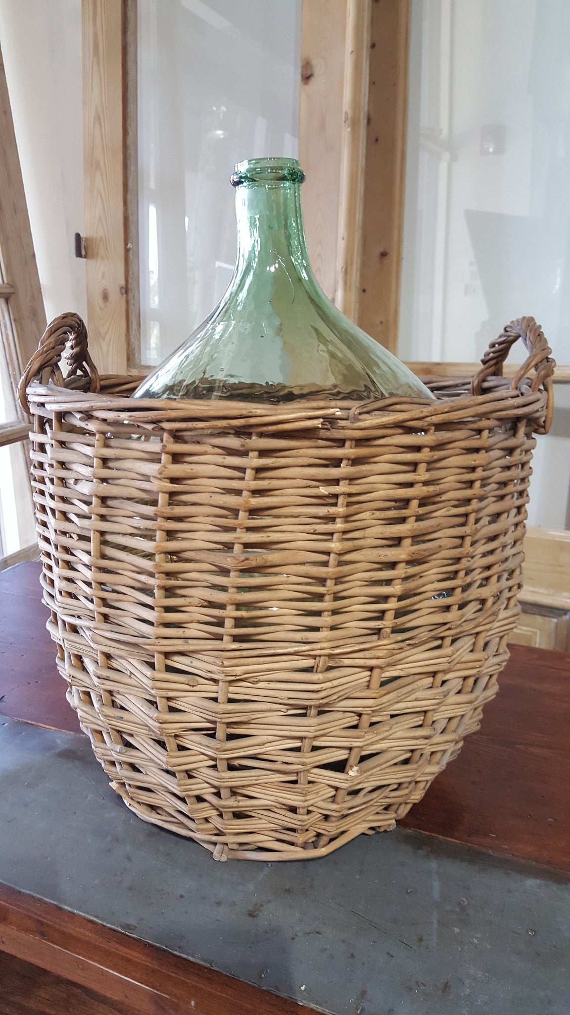 Vintage Clear Glass Demijohn Bottle