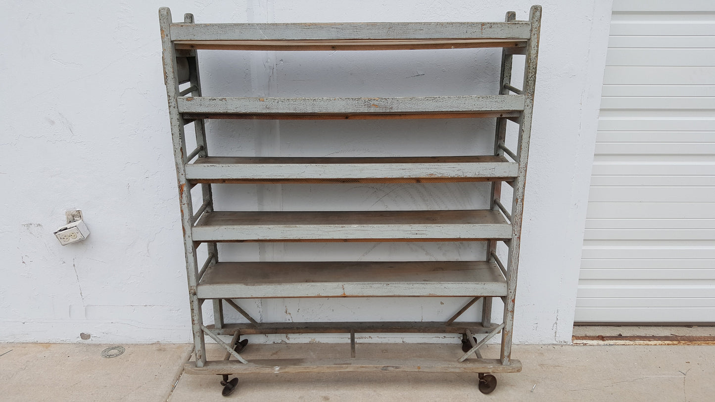 5 Tier Antique Gray Rolling Rack