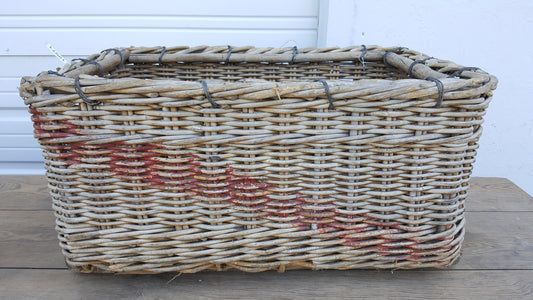 Basket Stenciled with Red Letters