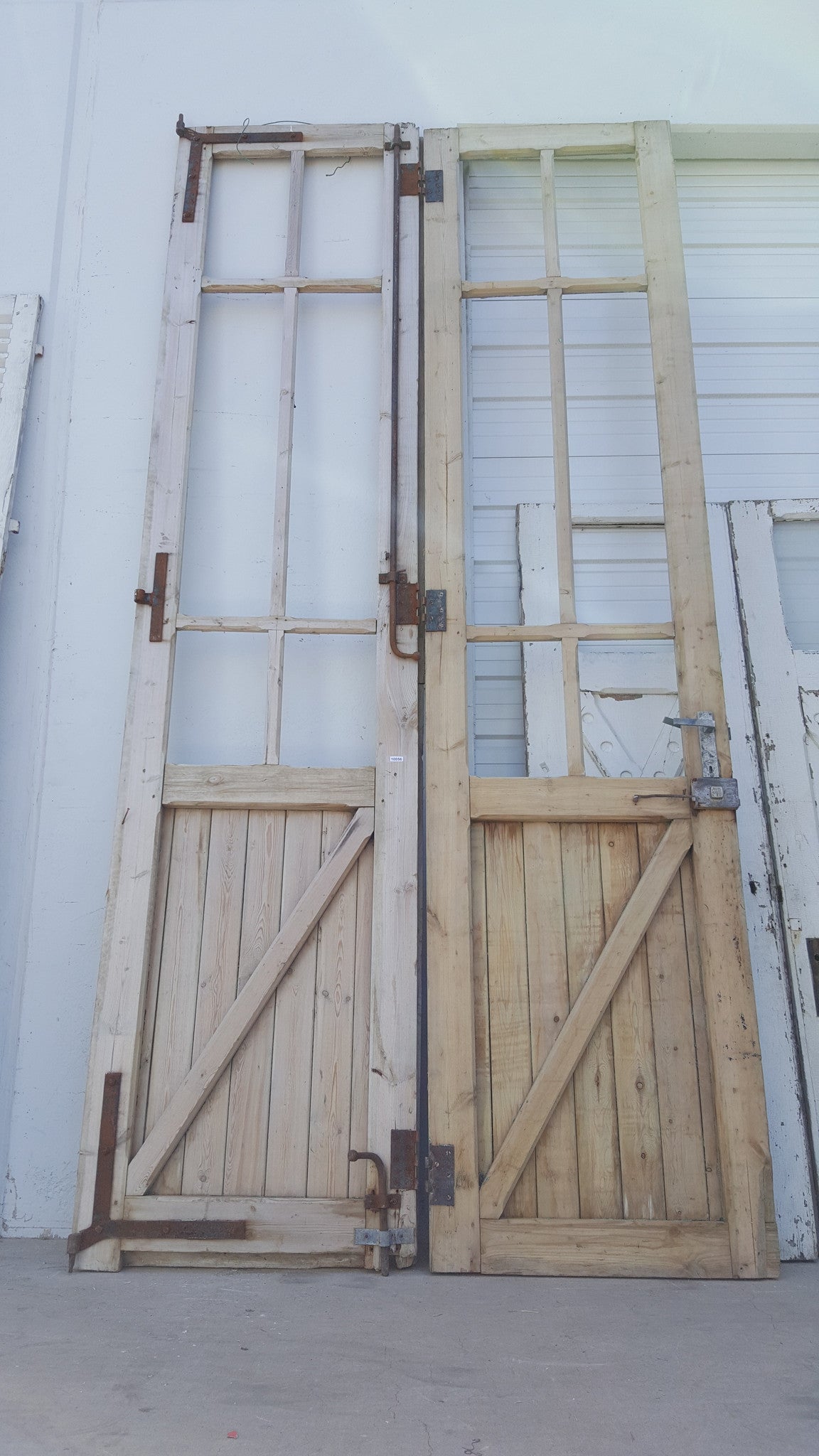 Pair of Belgian 6 Lite Antique Carriage/Barn Doors (no glass)