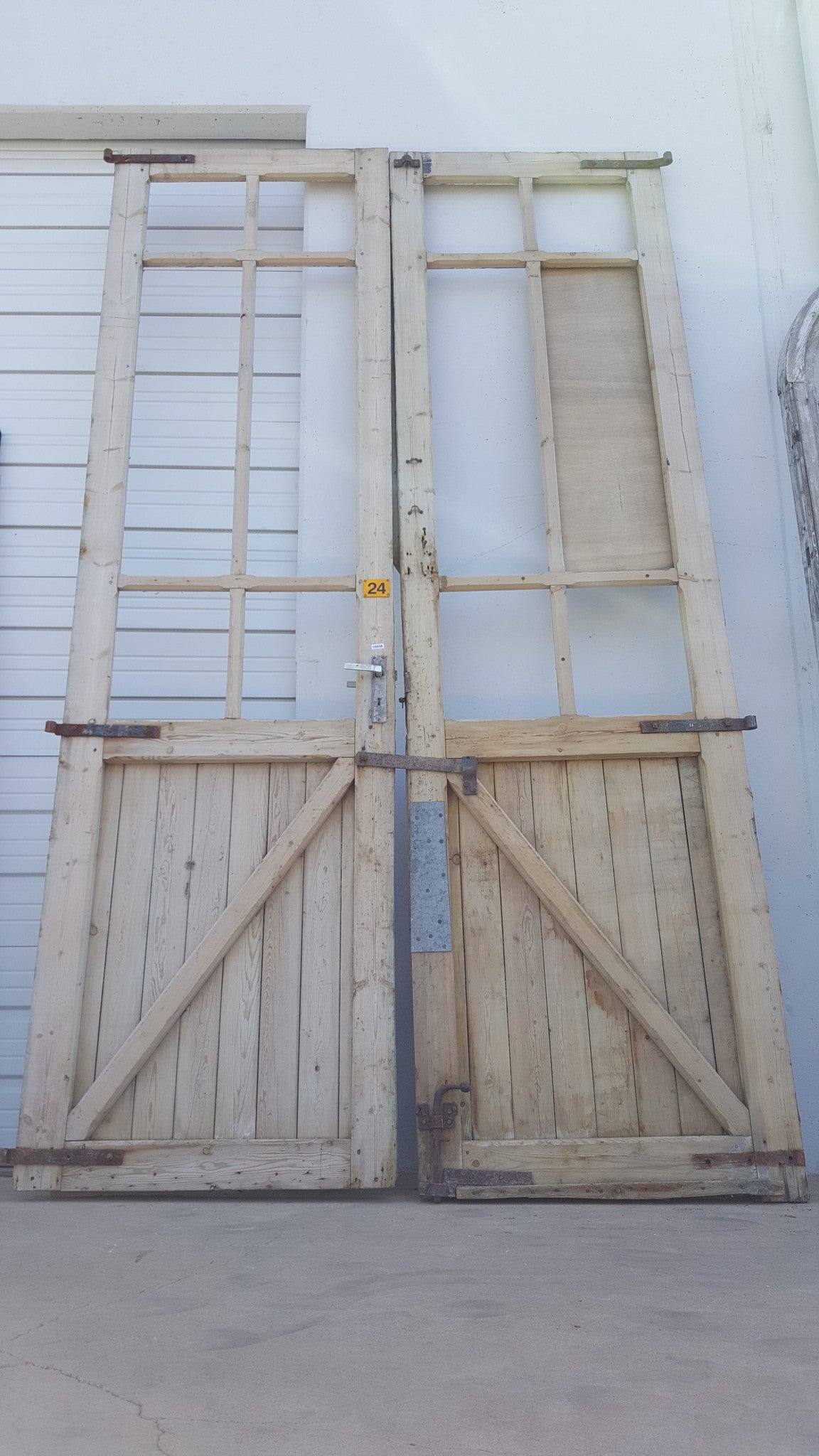 Pair of Belgian 6 Lite Antique Carriage/Barn Doors (no glass)