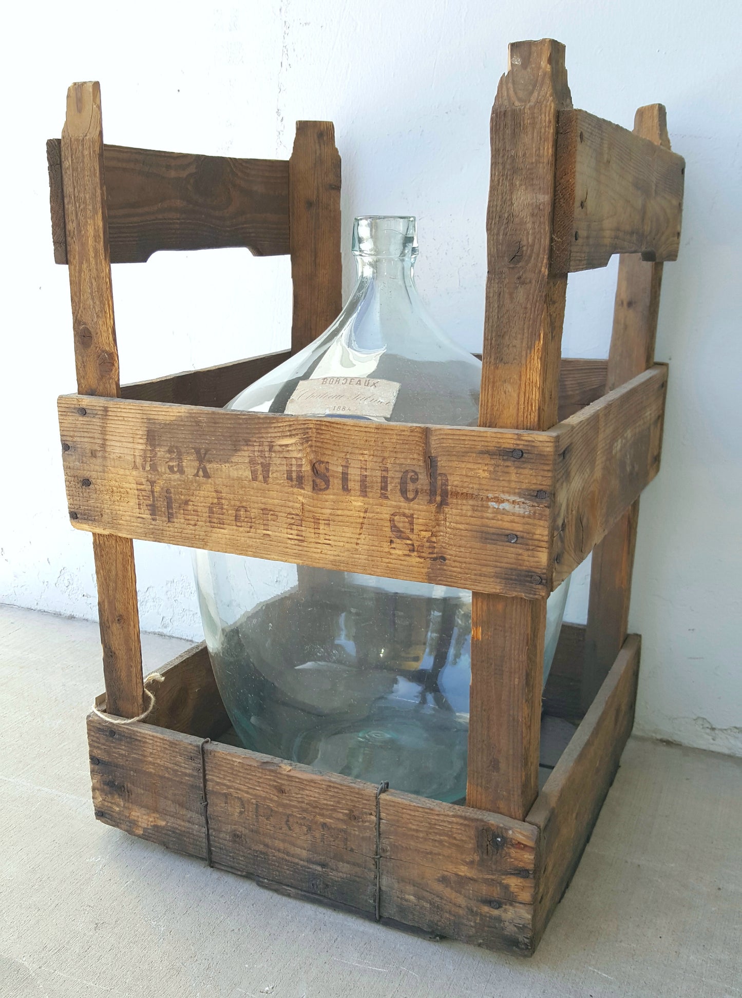 French Wine Bottle in Crate