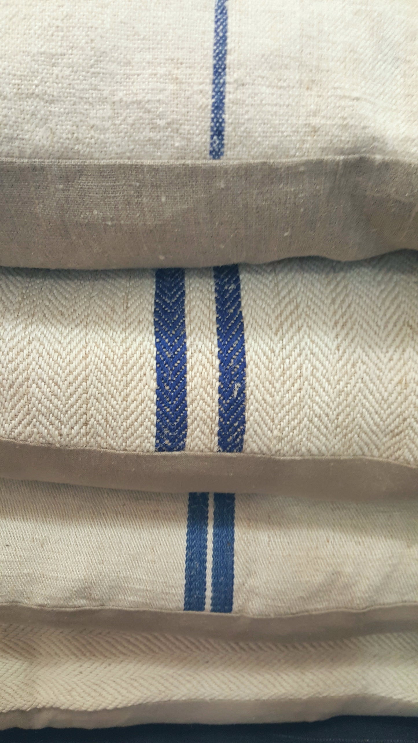 Blue Striped Grain Sack Pillowcase