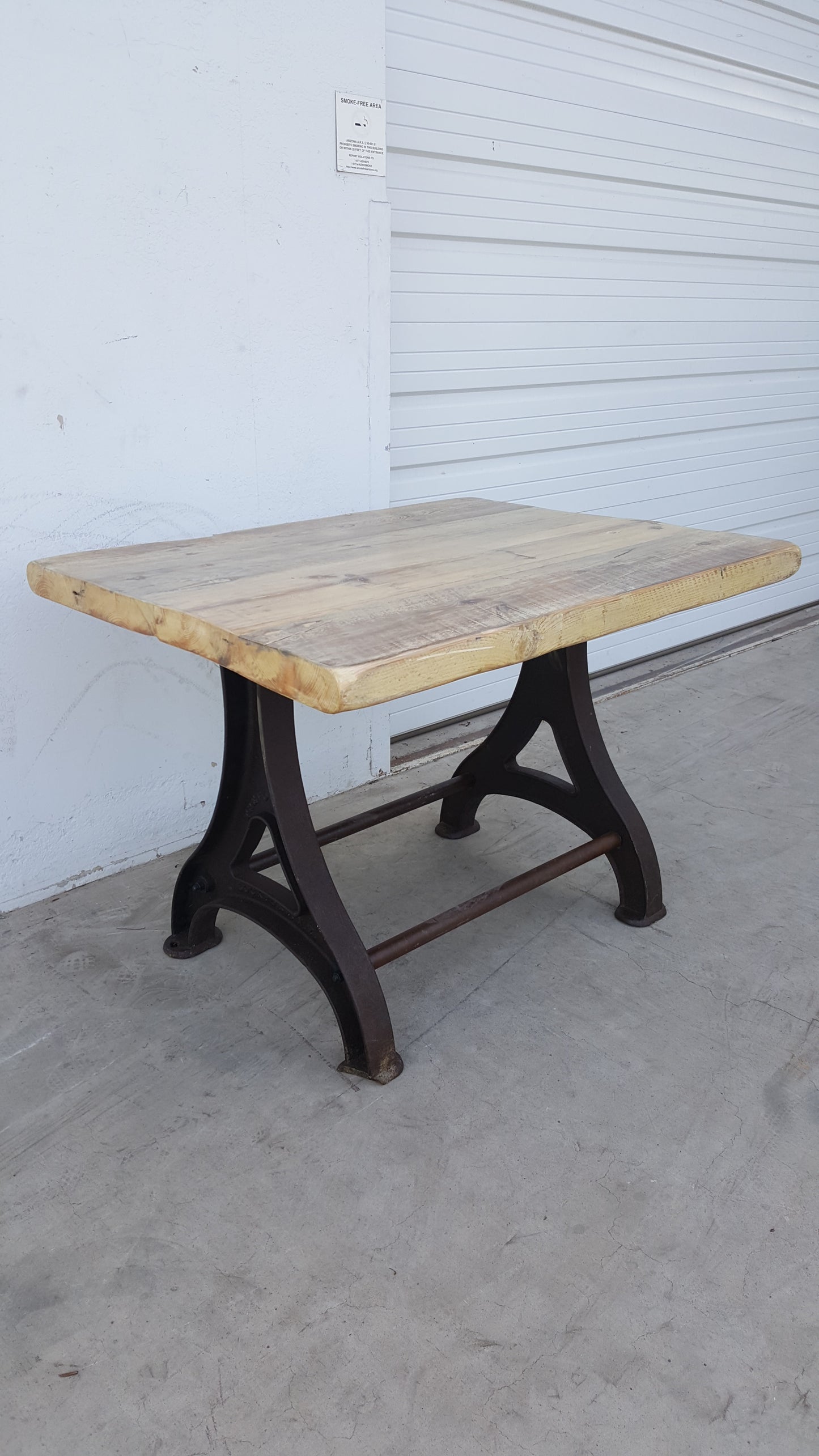 Wooden Table with Industrial Iron Base