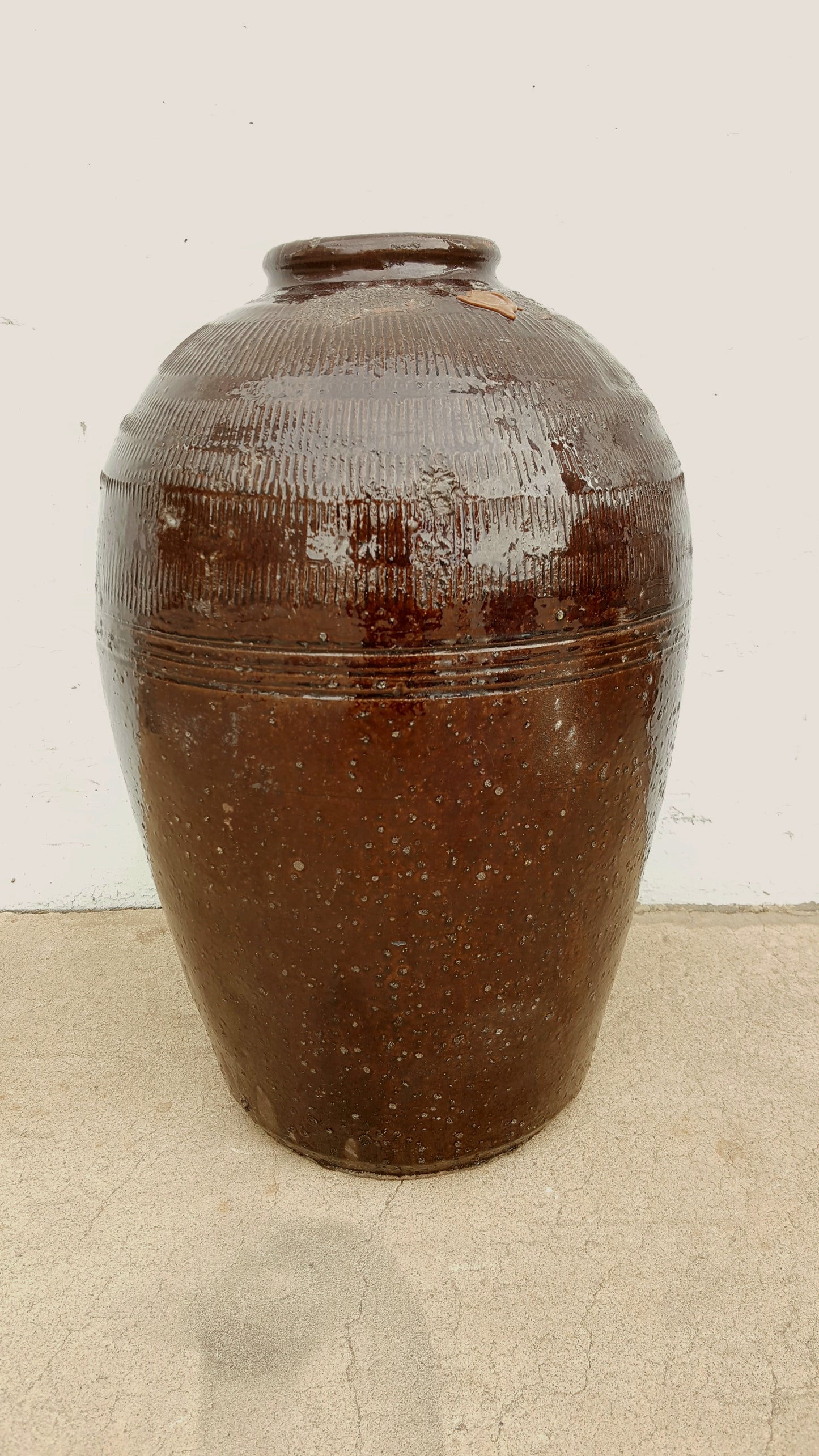 Glazed Brown Clay Vase