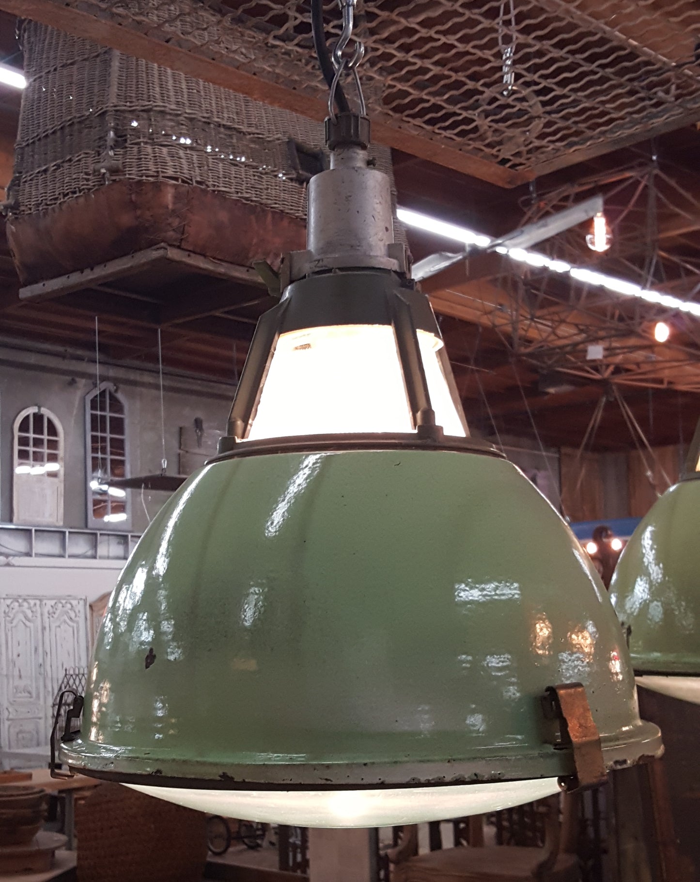 Industrial Mint Porcelain Pendant Factory Light