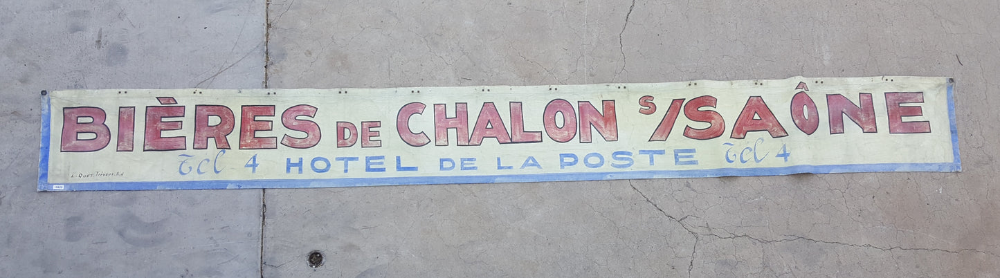 Vintage French Banner/Sign "Bieres de Chalon s/Sâone"