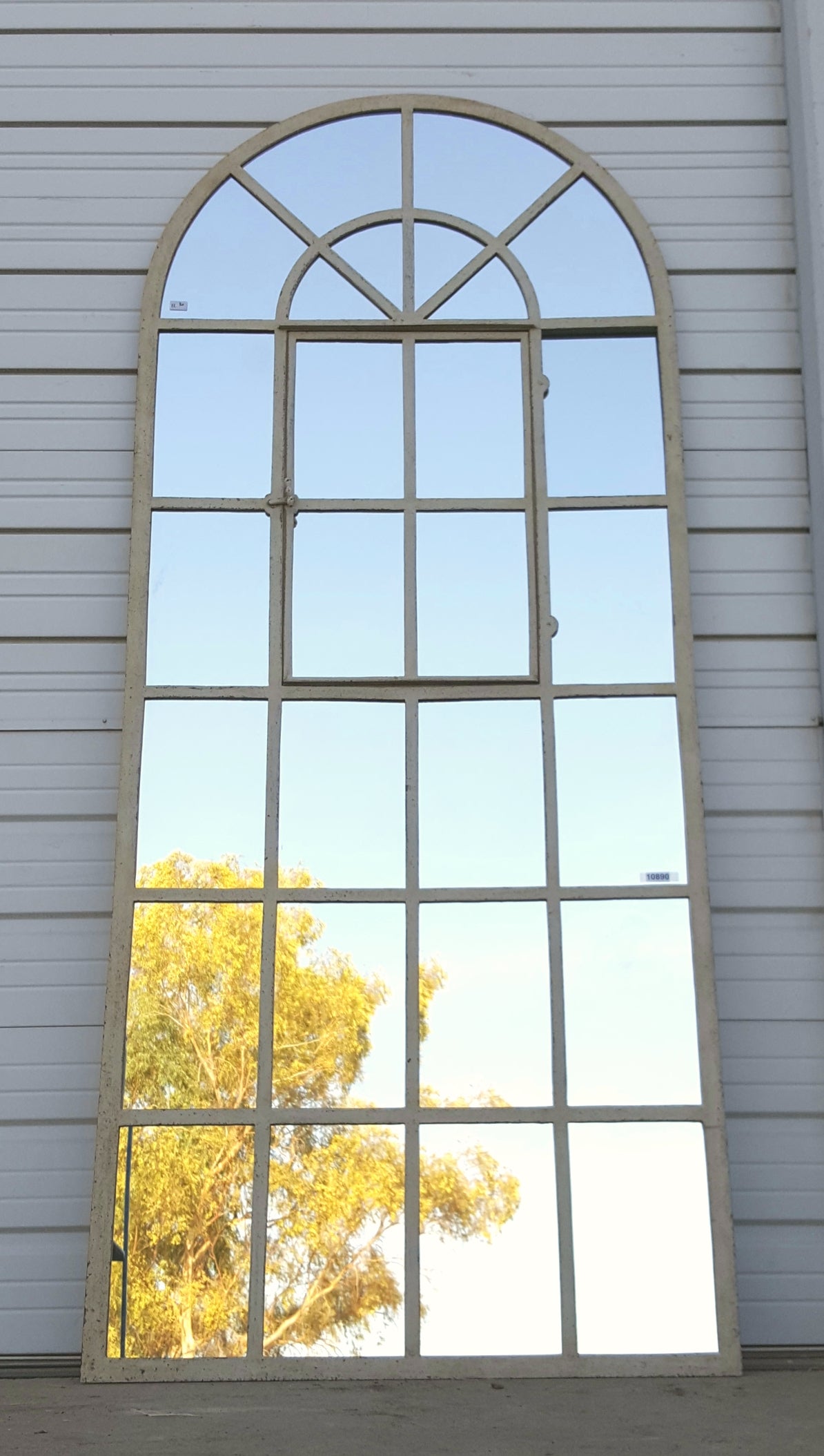 28 Pane Palladian Style Arched Iron Mirror, c.1910 Holland