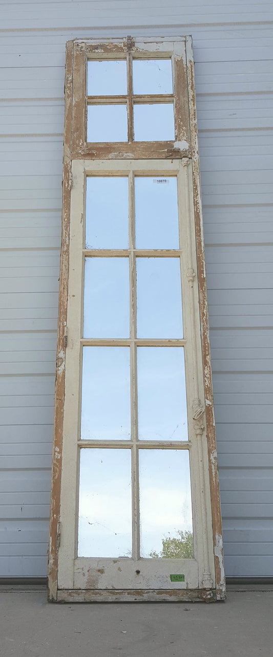 12 Pane Repurposed Rectangle Wood Mirrored Window with Transom