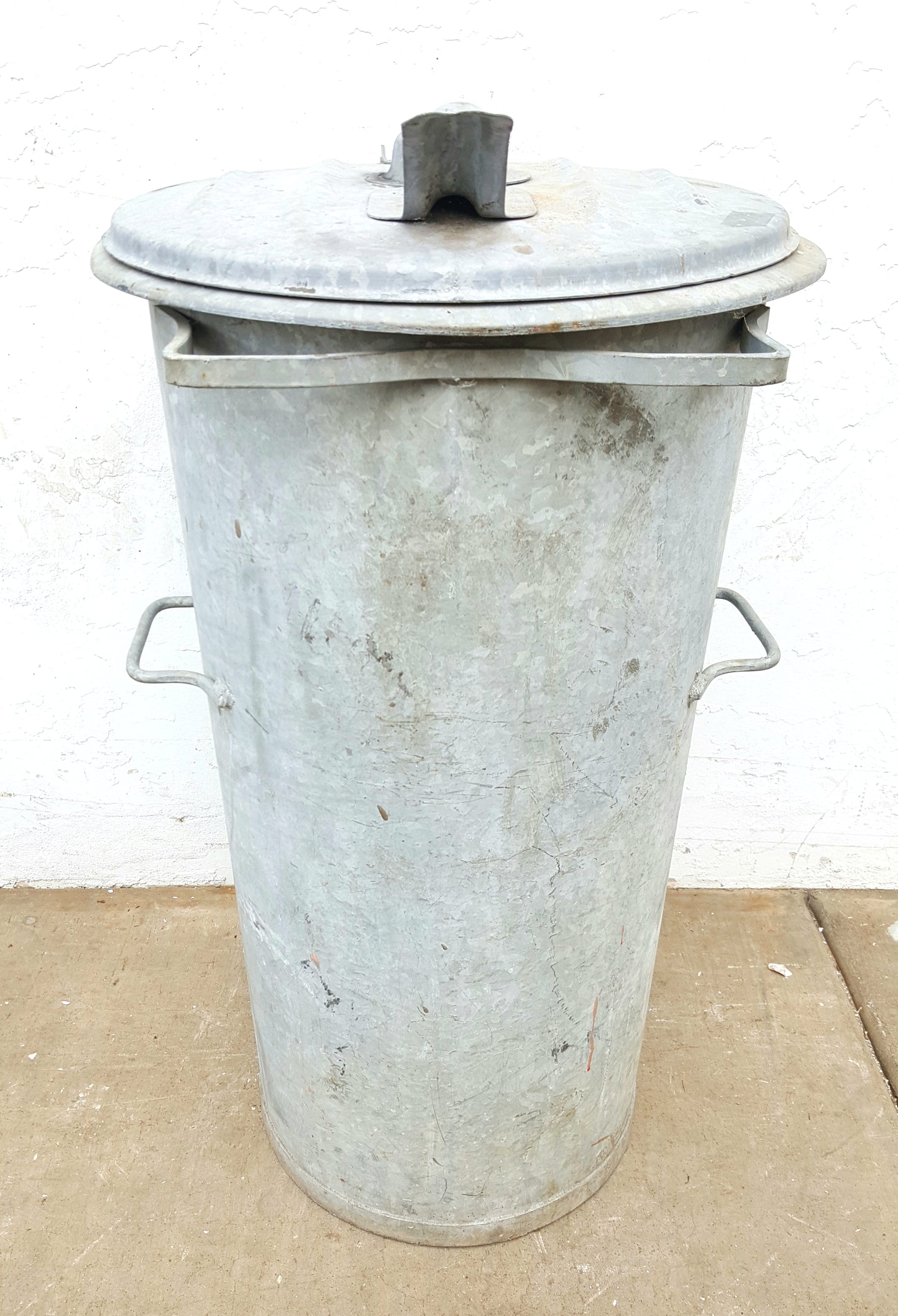 Industrial Large Zinc Trash Can with Lid (Container)