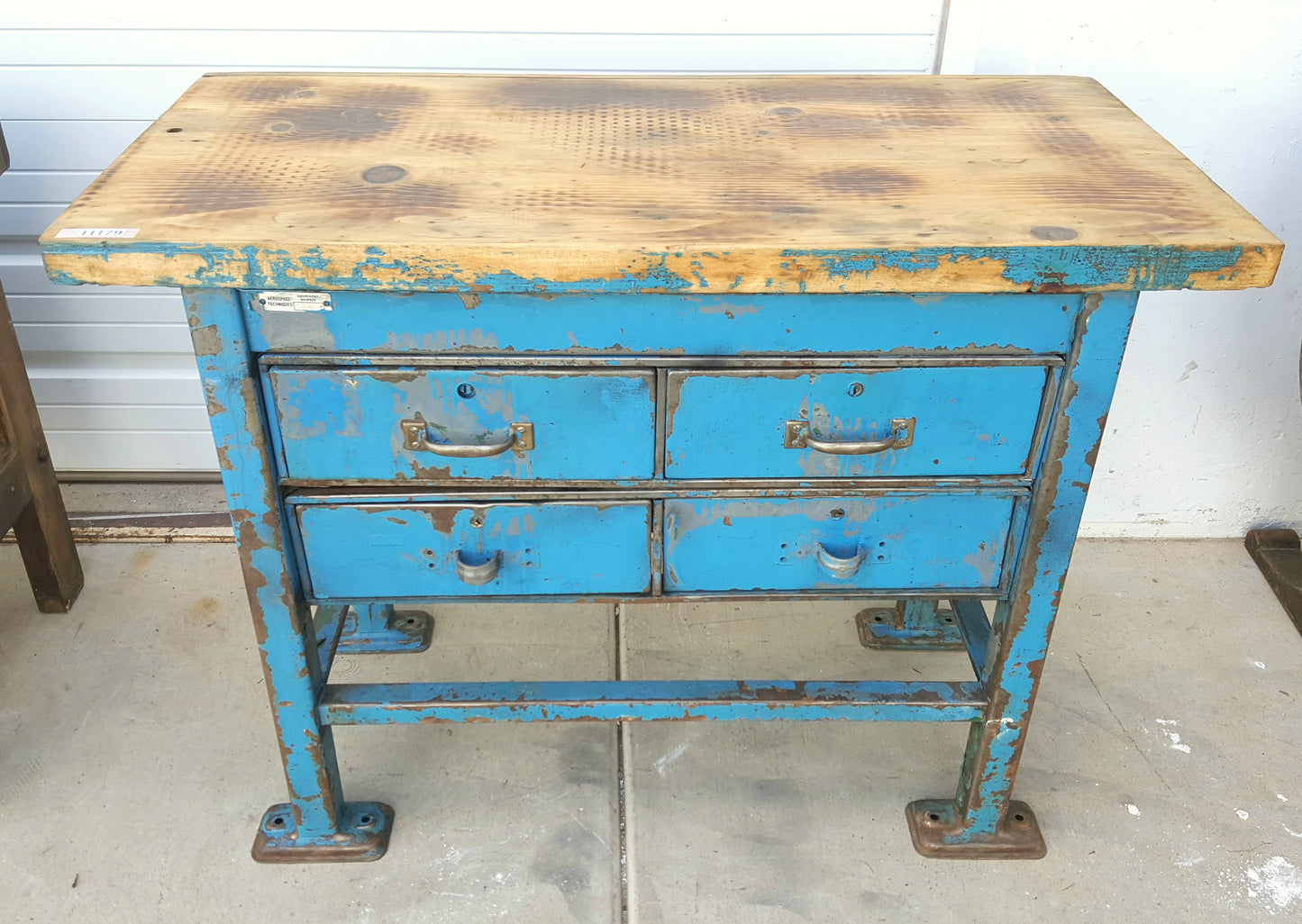 Industrial 4 Drawer Blue Metal Work Table