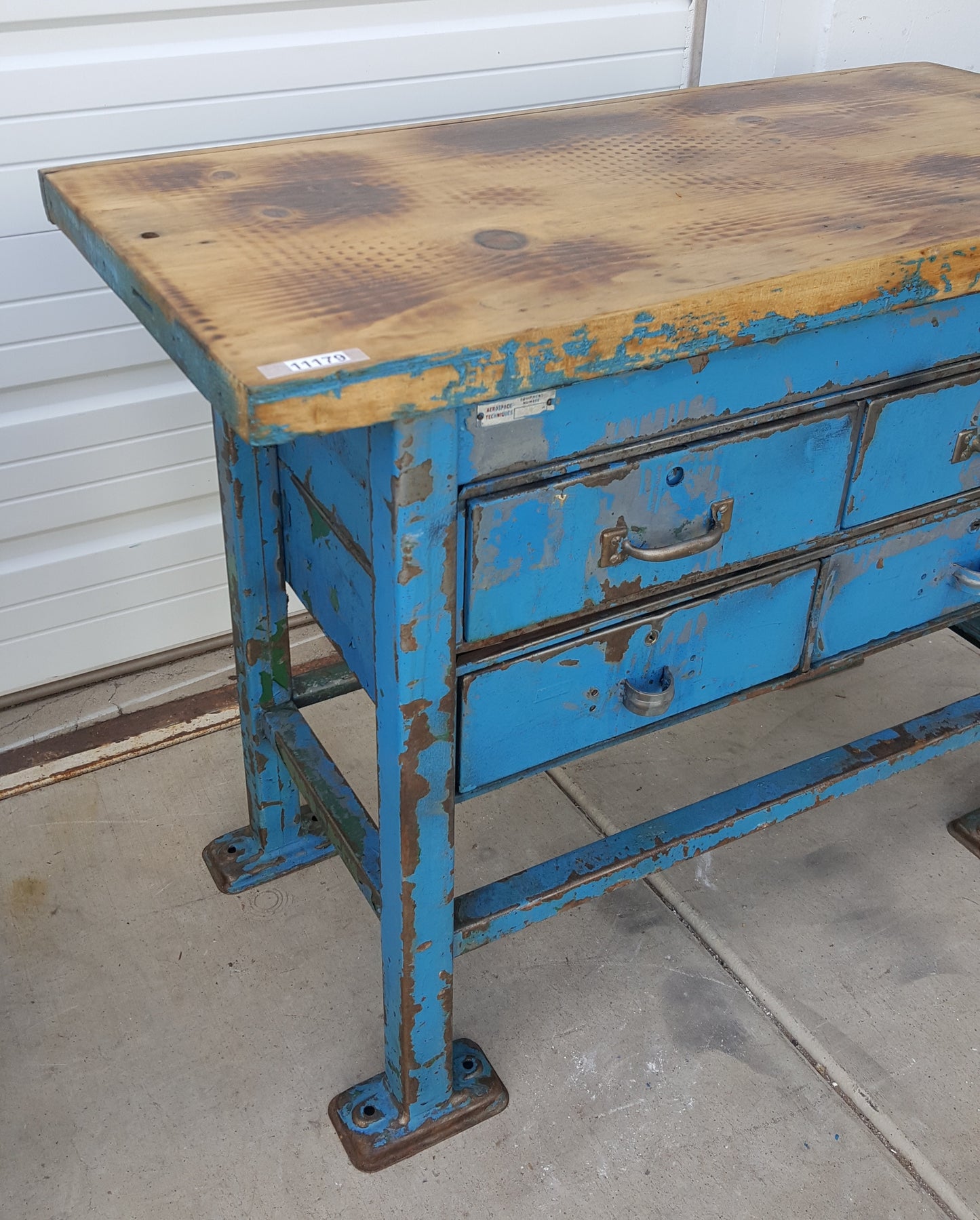 Industrial 4 Drawer Blue Metal Work Table