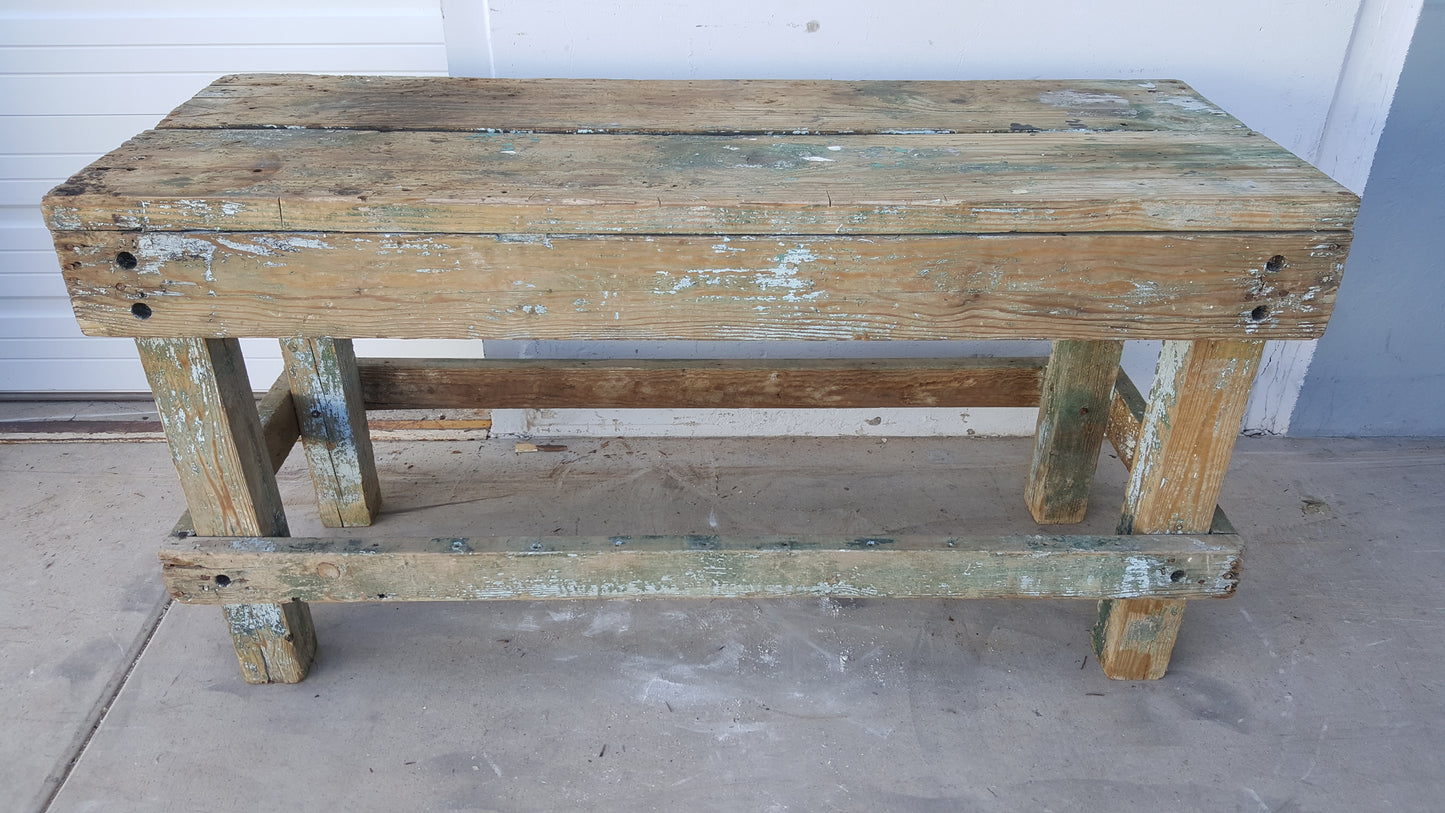 Distressed Wood Island Work Table