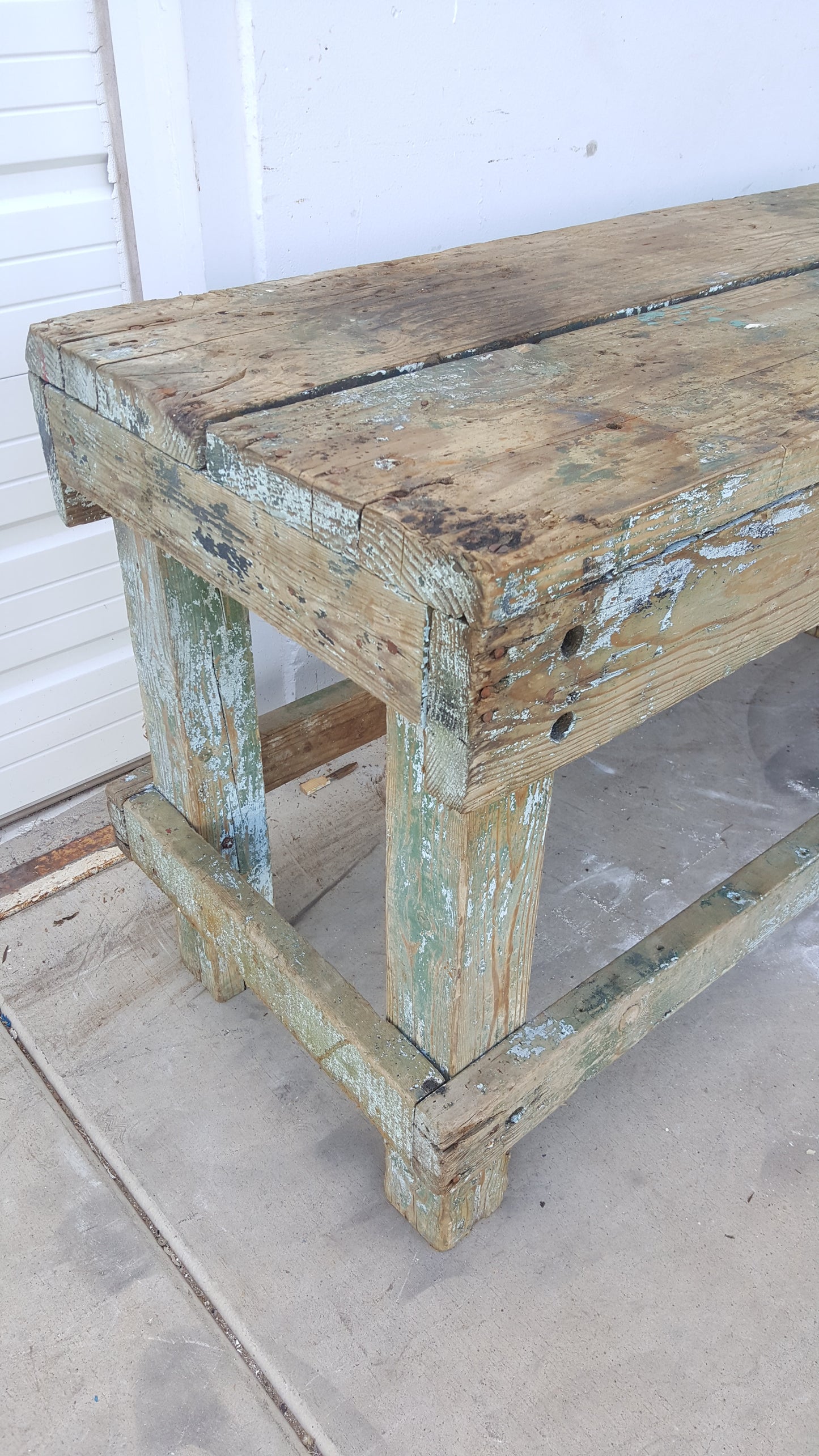 Distressed Wood Island Work Table