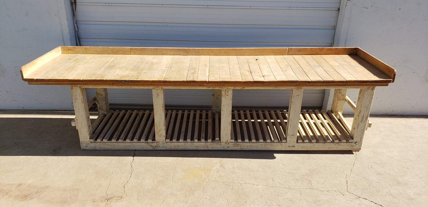 White Bakery Table with Slatted Rack