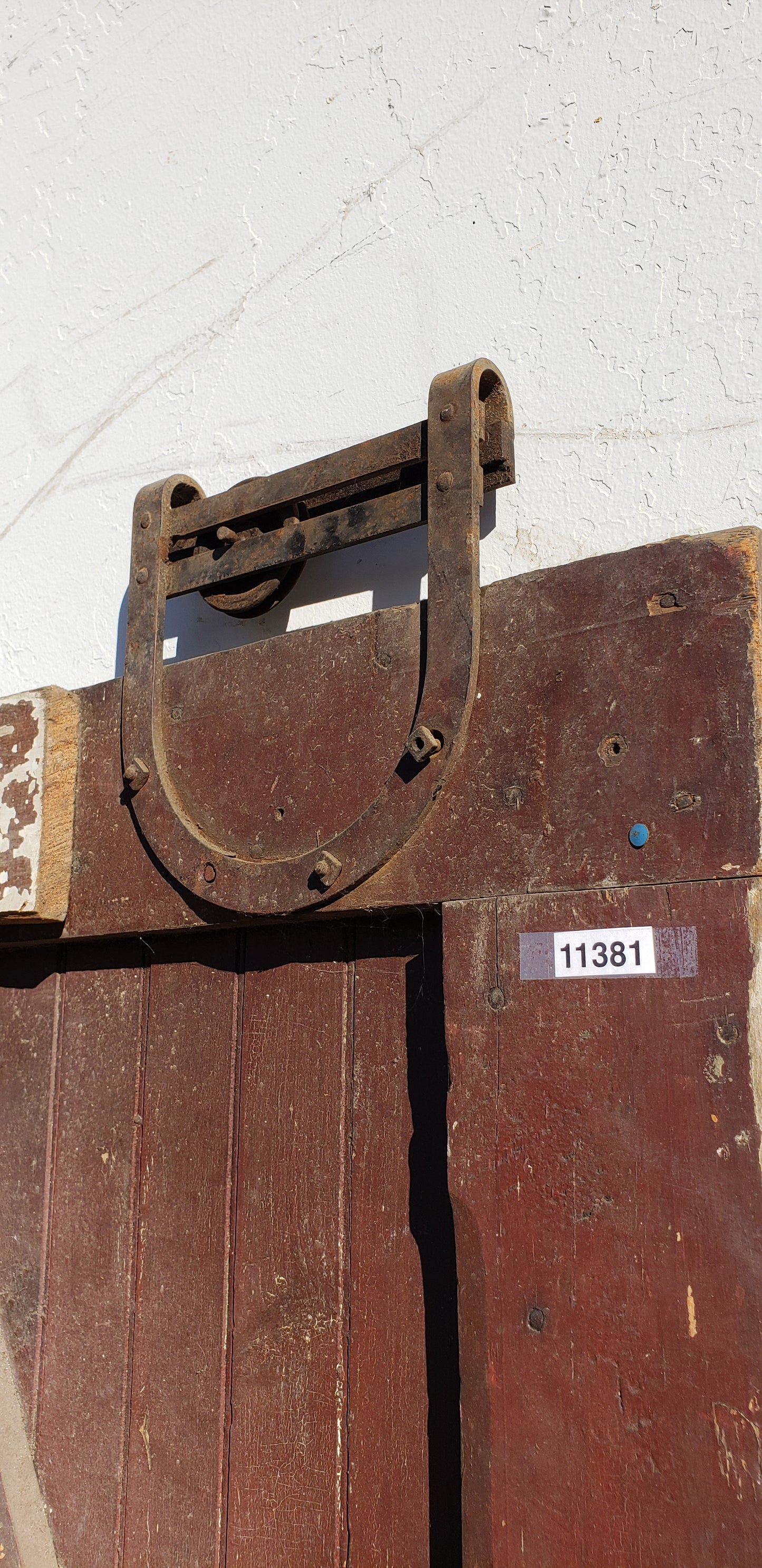 Antique Rustic Single Barn Door with Original Rollers