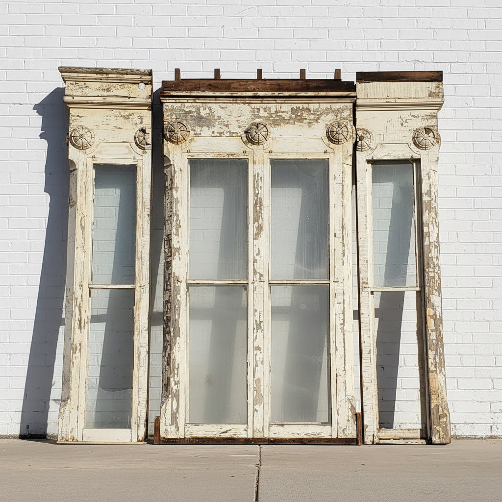 Oversized Rectangle Window and Sidelites Salvaged from a Kentucky Farmhouse, c. 1800's