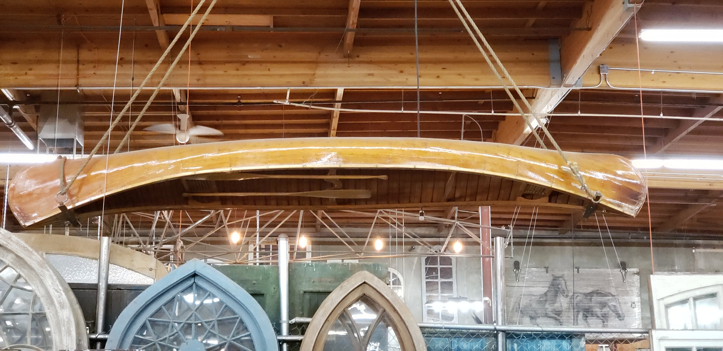 Repurposed Wood Canoe Pendant Light