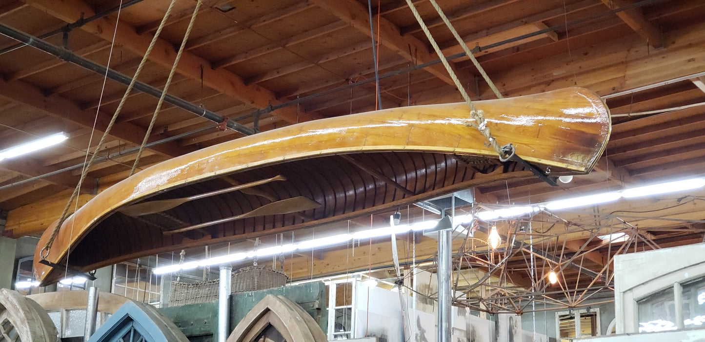 Repurposed Wood Canoe Pendant Light