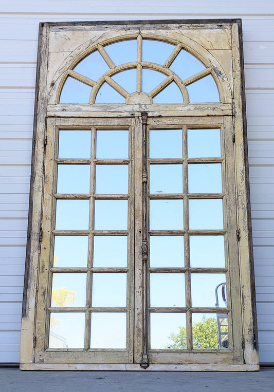 34 Pane Repurposed Rectangle Mirror with Arched Panes