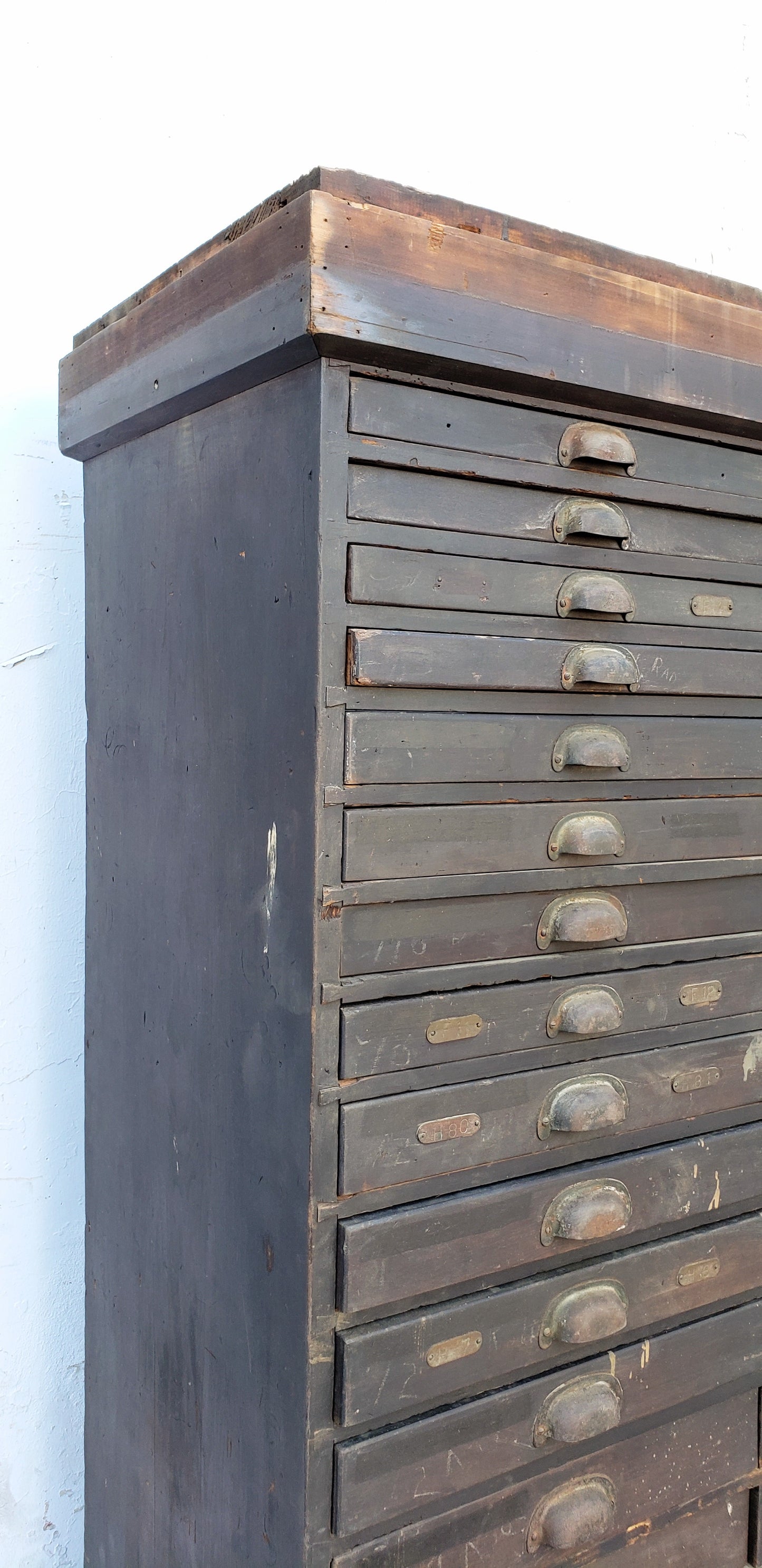 Antique 90 Drawer Double-Sided Hardware Store Cabinet