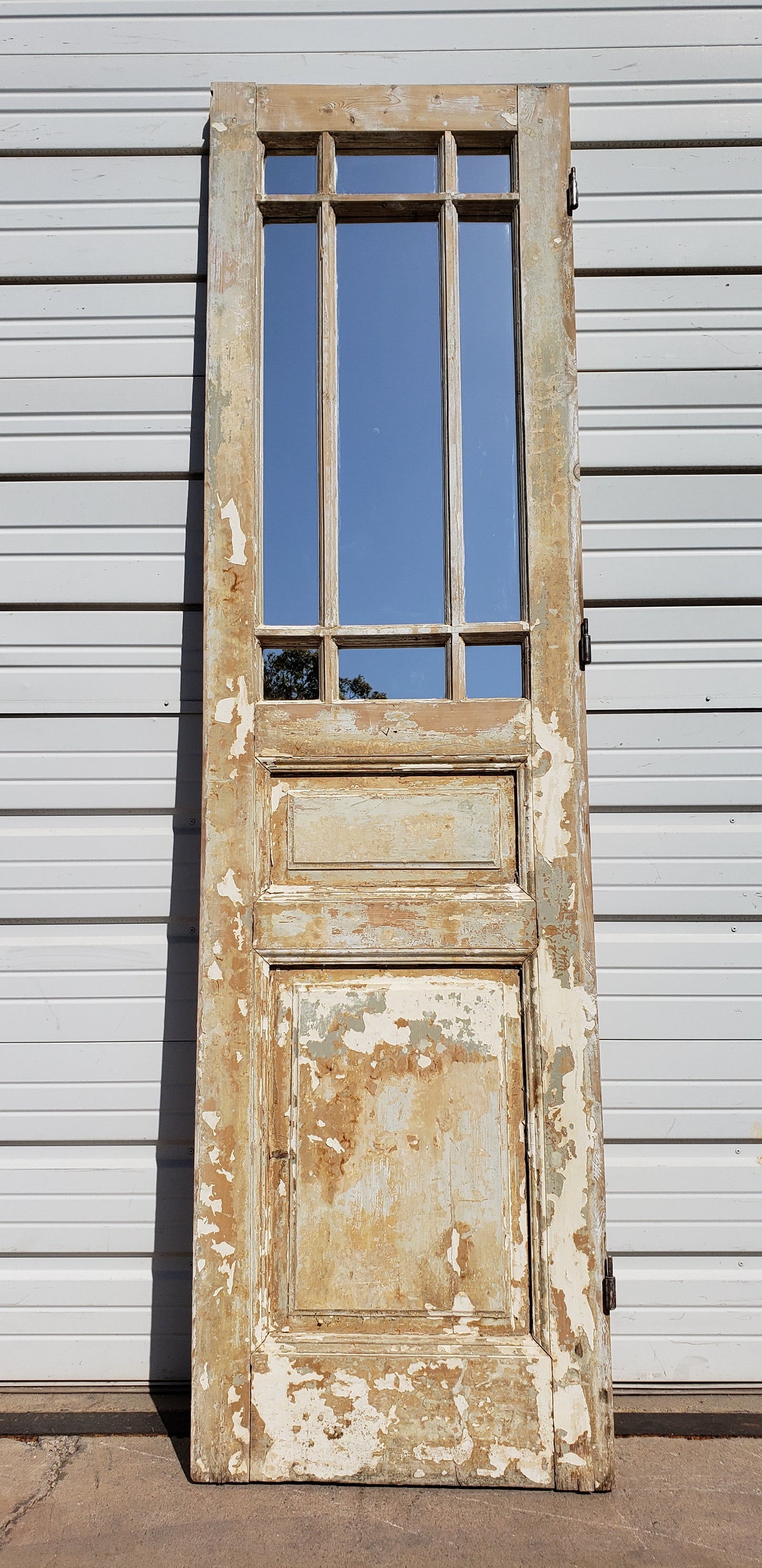 2 Panel 9 Pane Mirrored Single French Antique Door