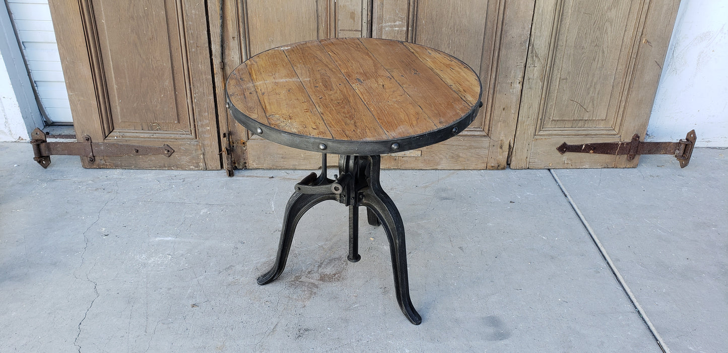 Wooden Top Crank Bistro Table