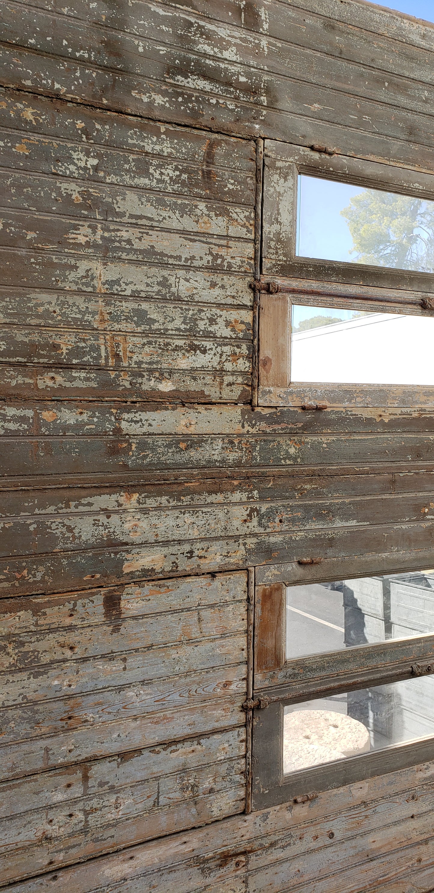 Set of 4 Rectangle Panel Carved Wooden Windows and Shutters with Transom