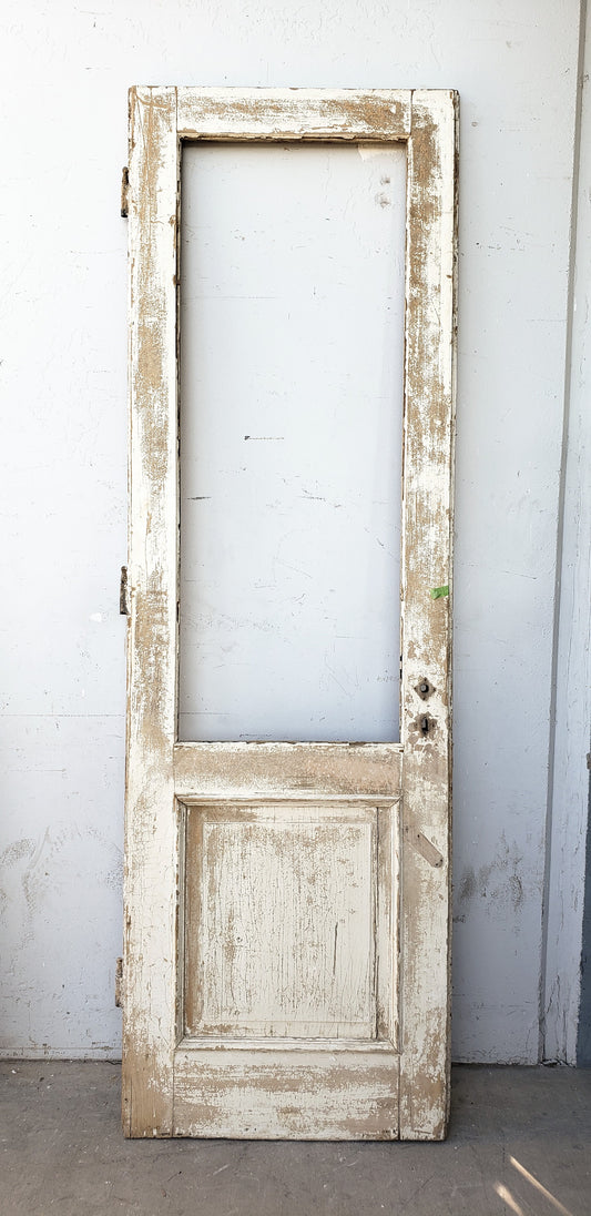 Antique Paneled Half Lite Glass Single Wood Antique Door