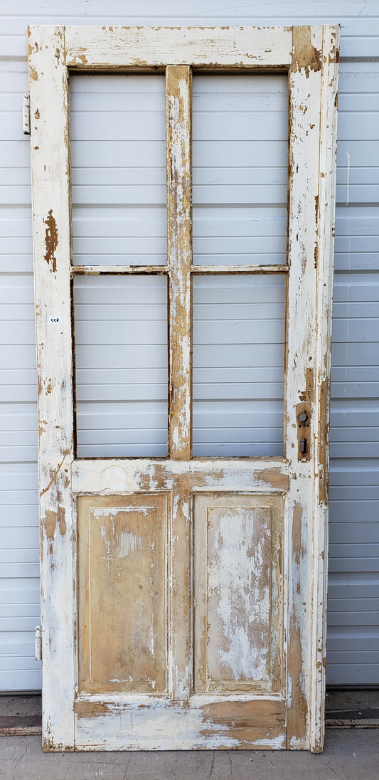2 Panel 4 Lite Single Wood Antique Door