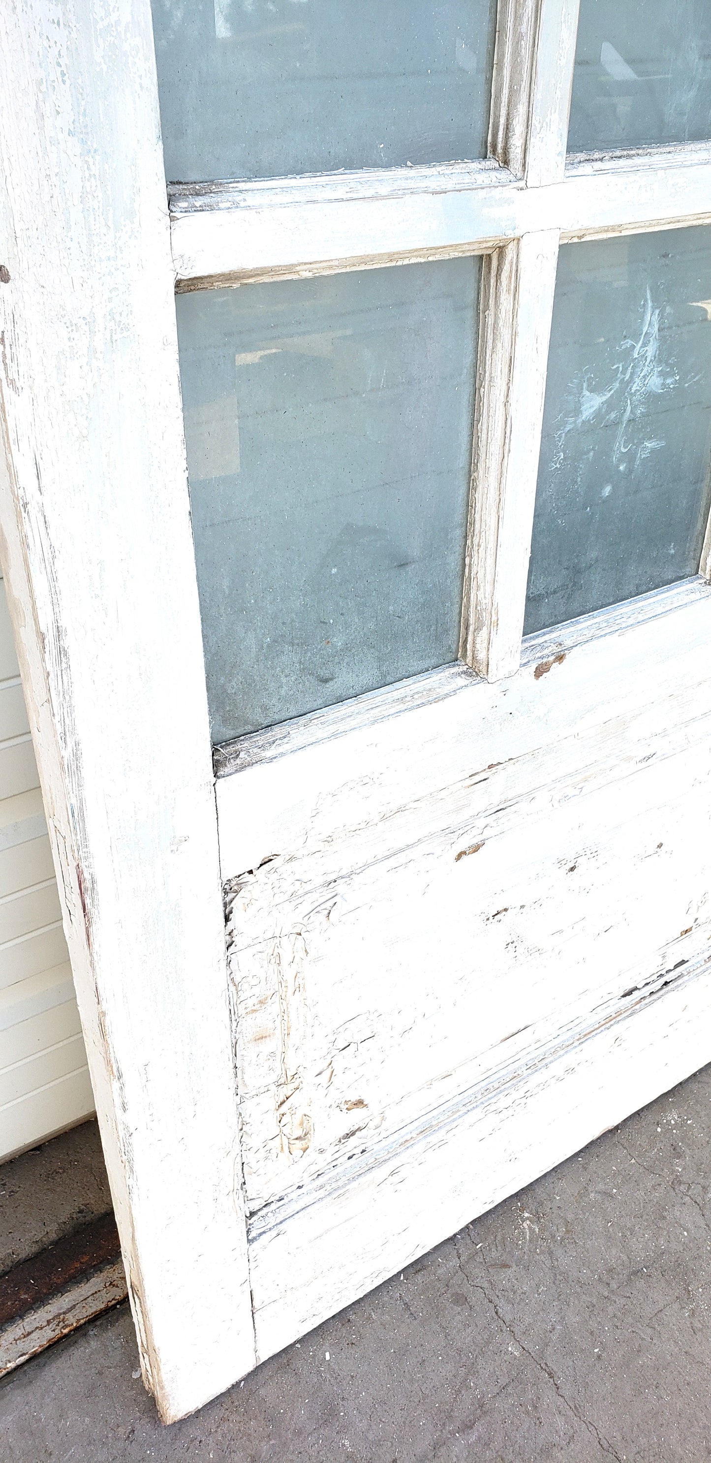 Pair of 15 Lite White Wood Sliding French Antique Doors