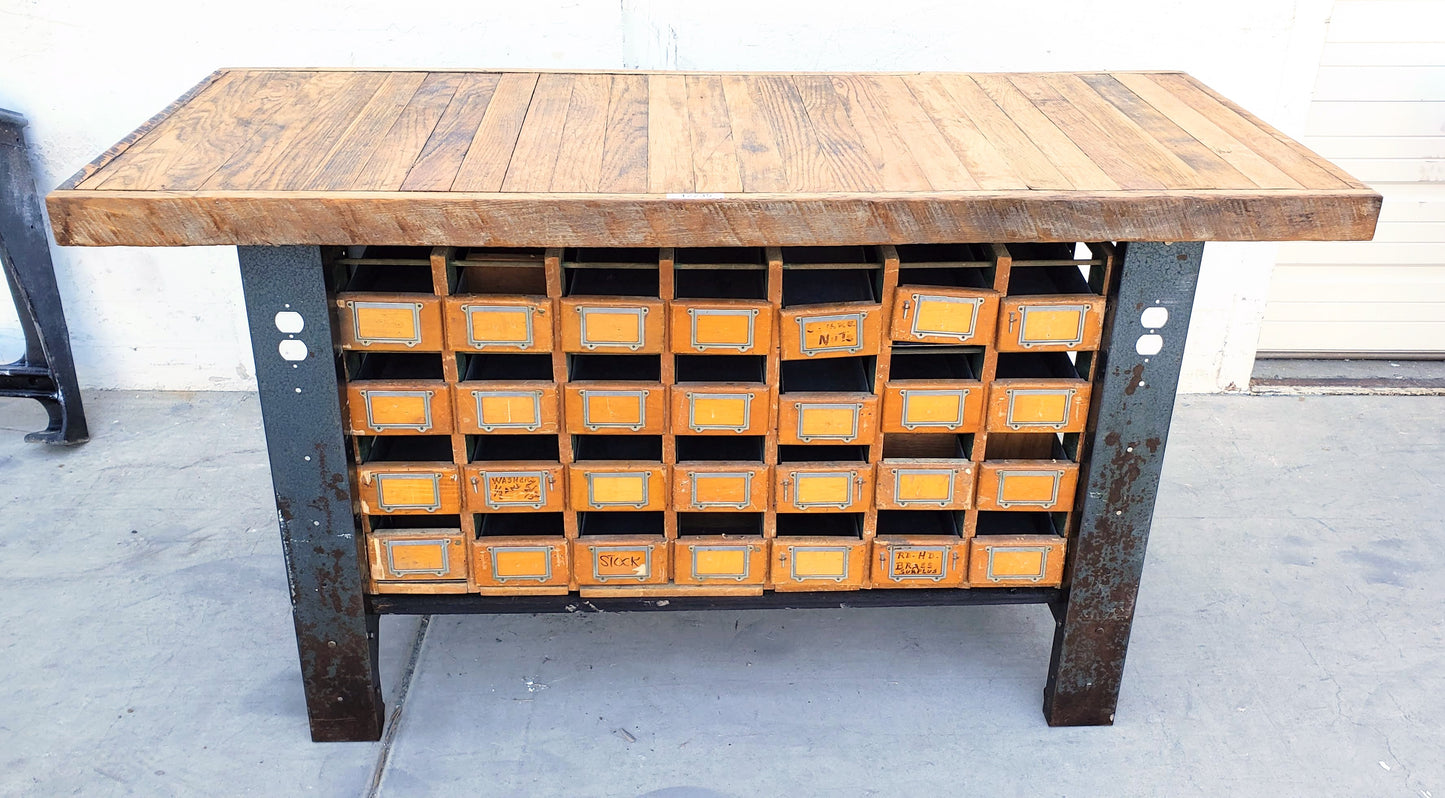 Industrial 28 Drawer Island Work Table