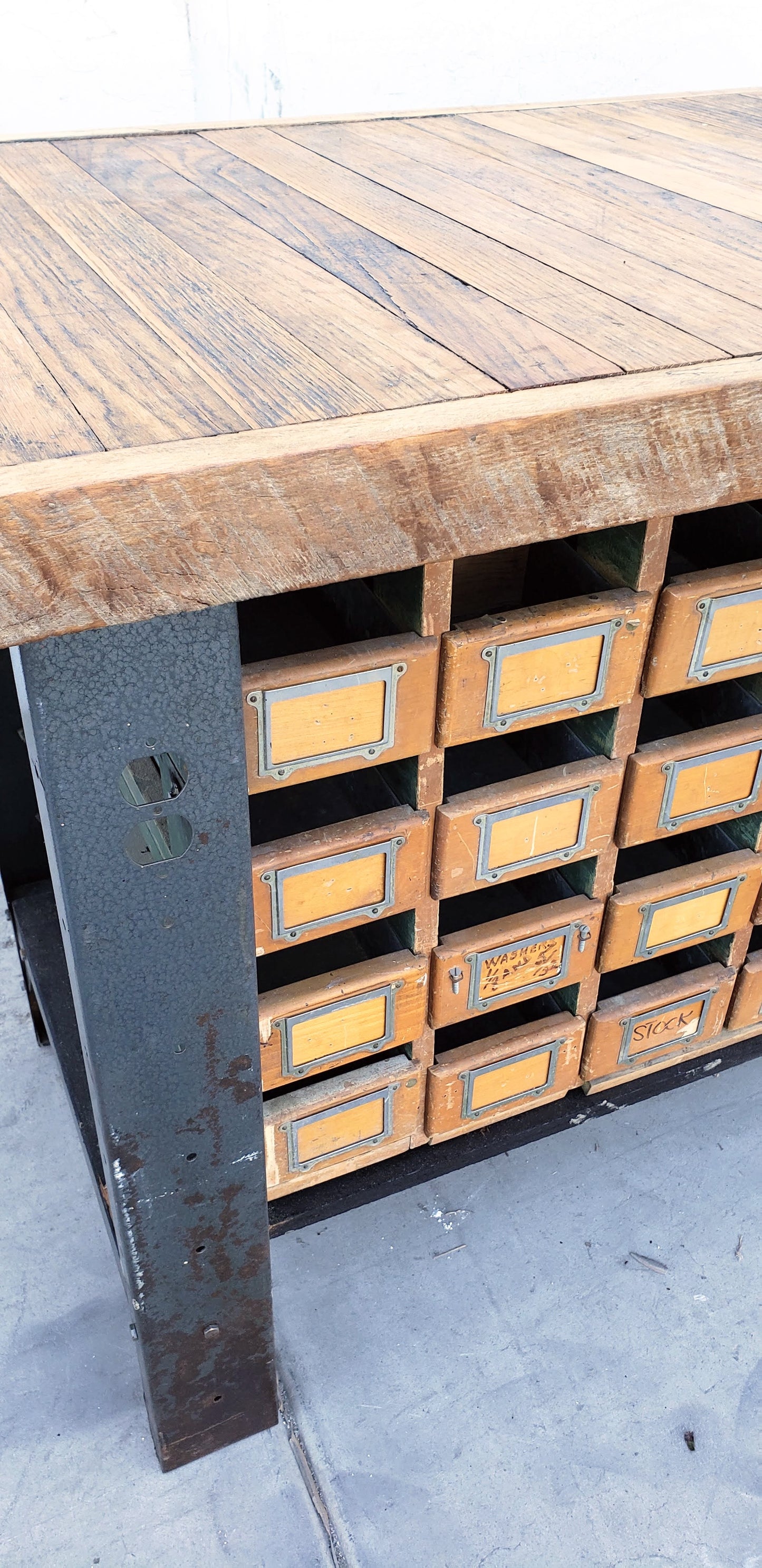 Industrial 28 Drawer Island Work Table