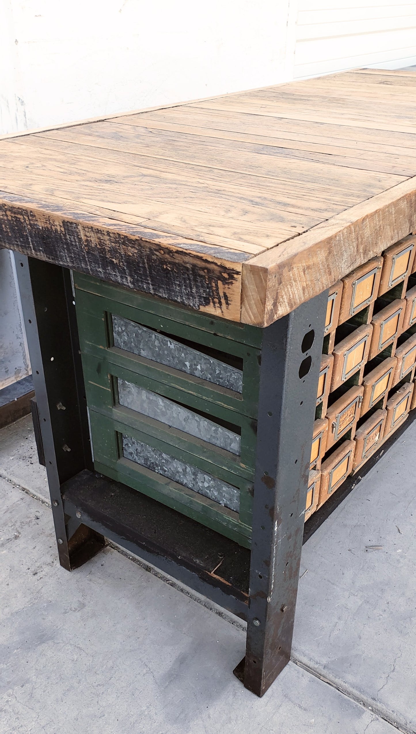 Industrial 28 Drawer Island Work Table