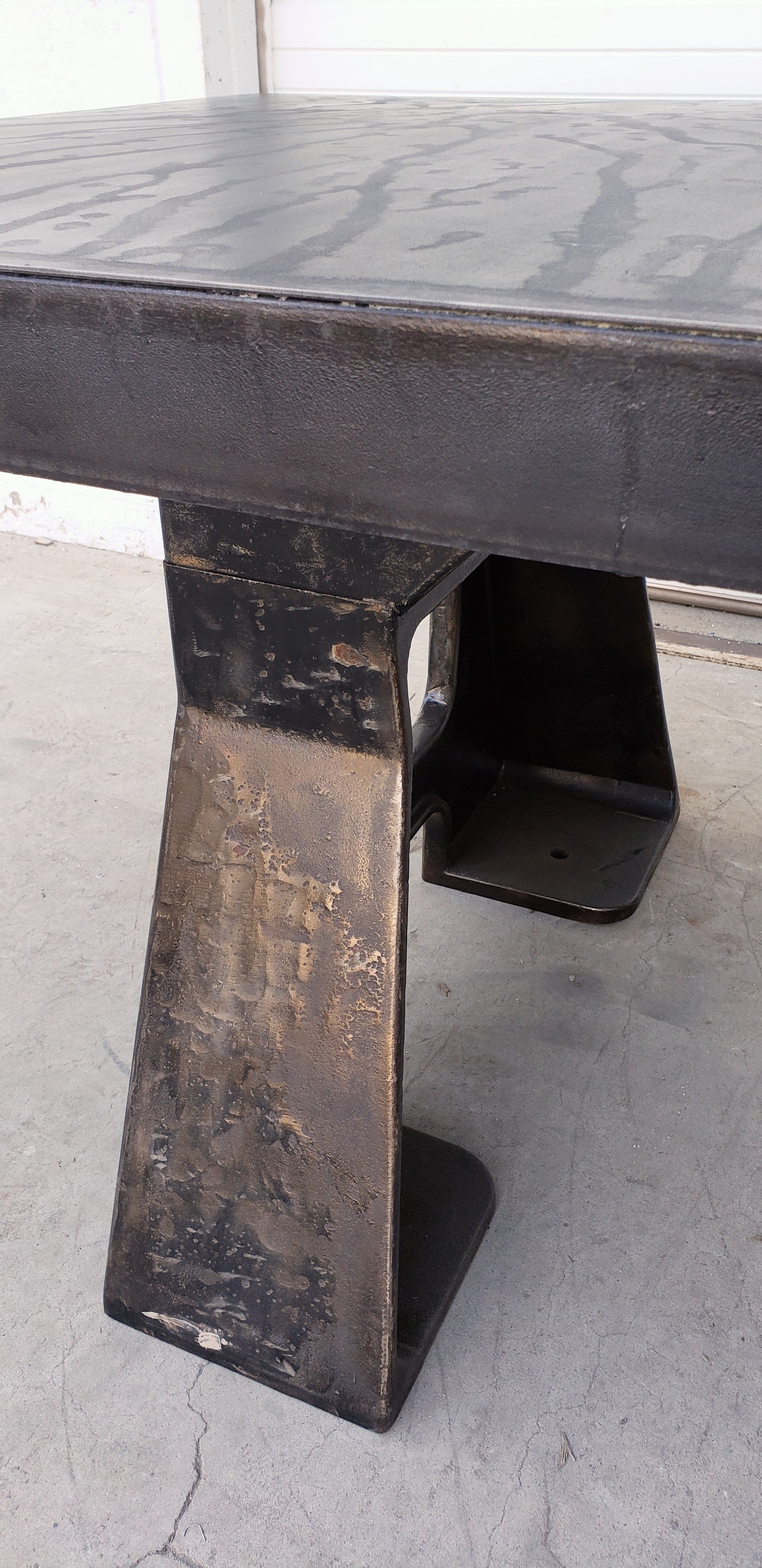 Steel Dining Table with Cast Iron Legs