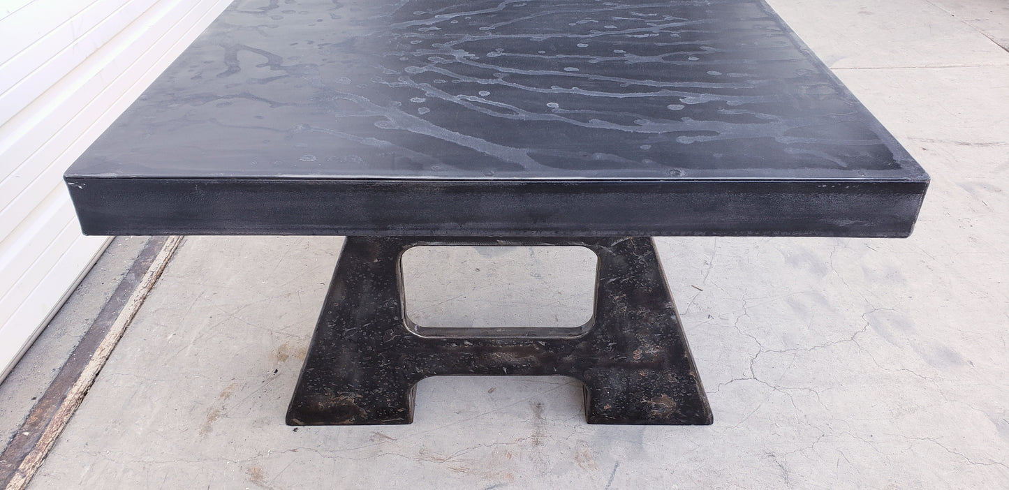 Steel Dining Table with Cast Iron Legs