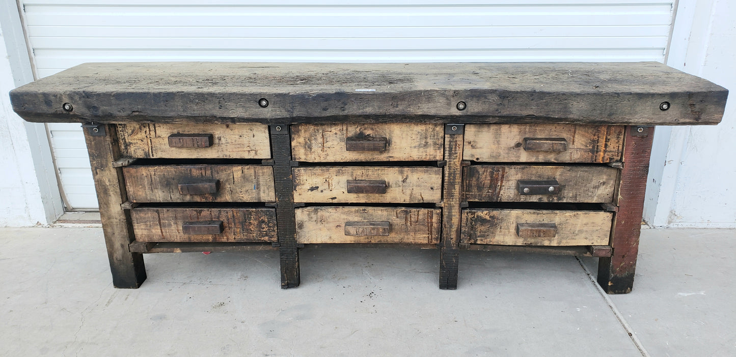 9 Drawer Wood Console Work Table