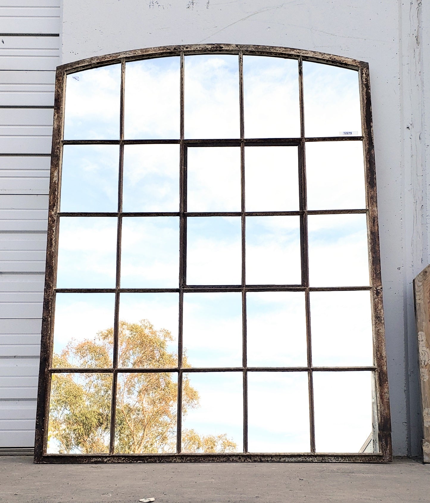 25 Pane Arched Iron Mirror