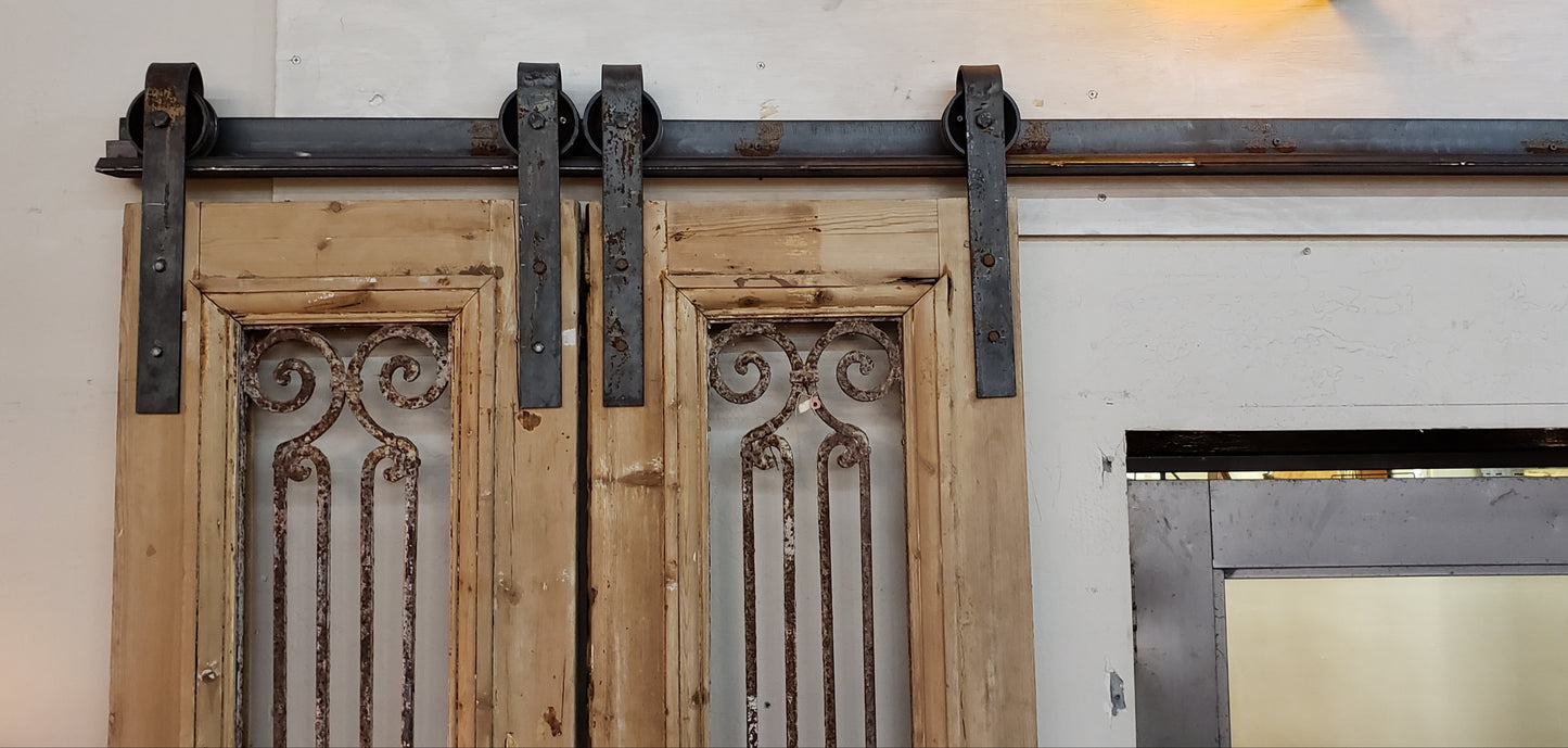 Barn Door Track Hardware (10 Foot Track & 4 Wheels)