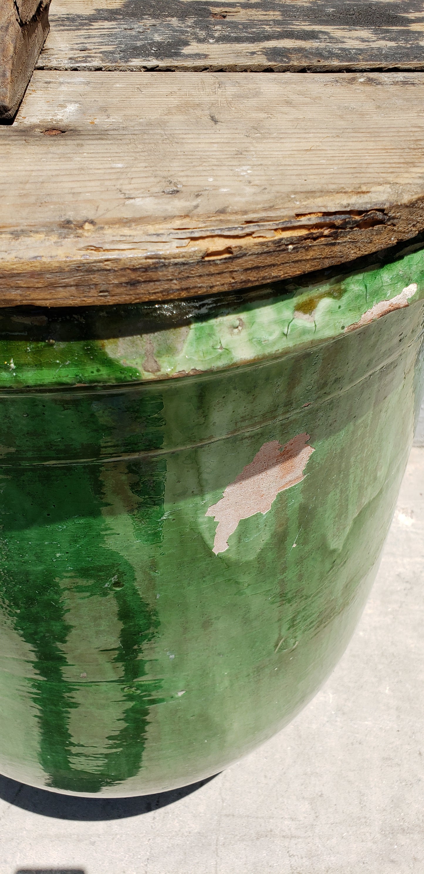 Large Anduze Green Glazed Storage Crock with Lid From Provence