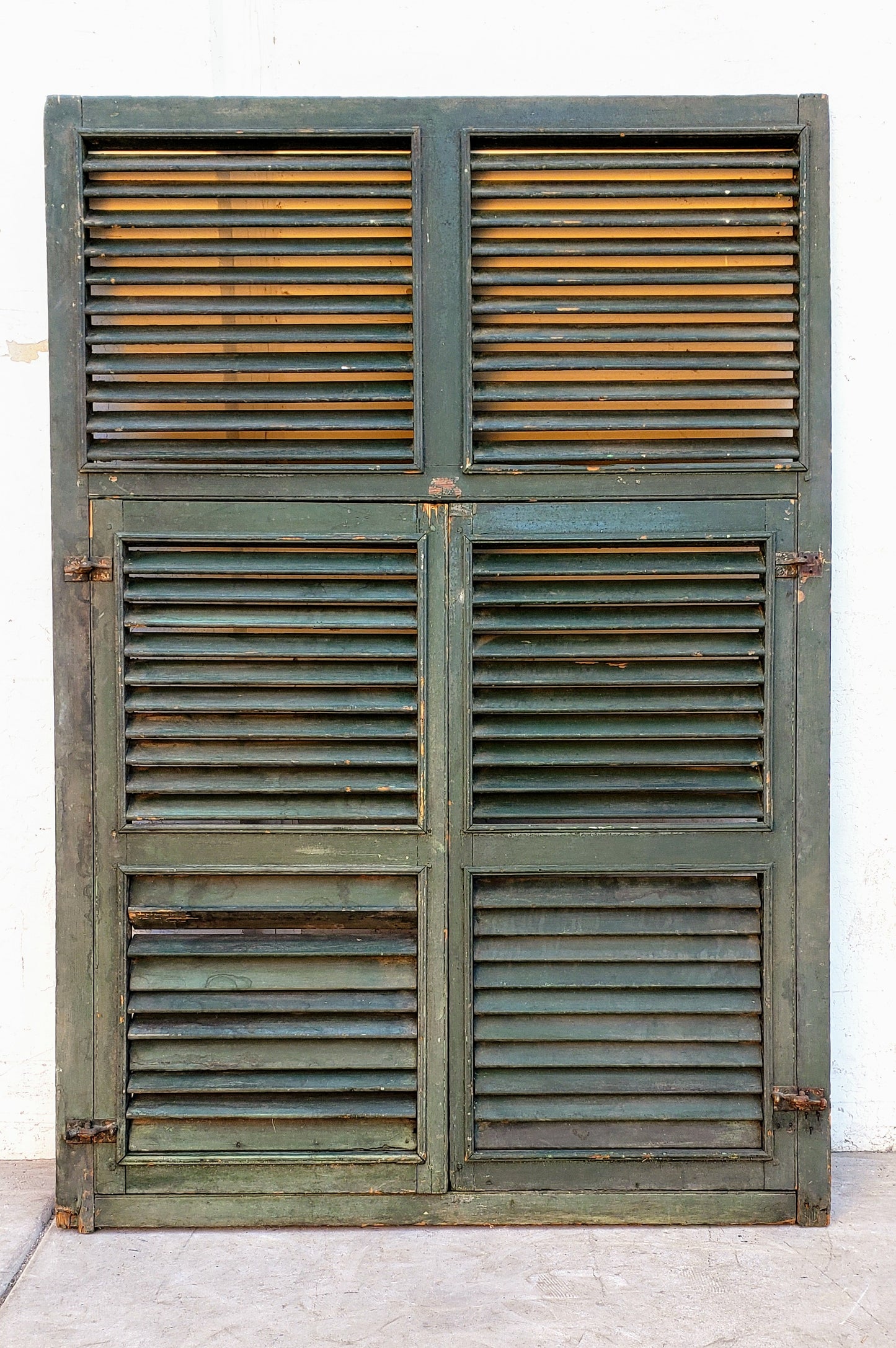 Pair of Antique Green Wood Shutters