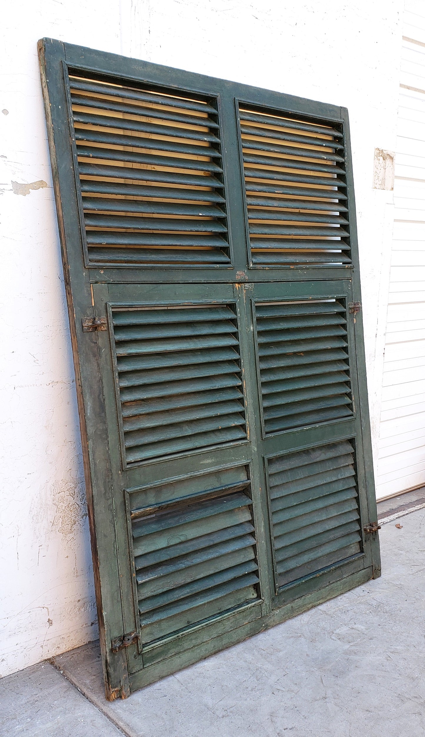 Pair of Antique Green Wood Shutters
