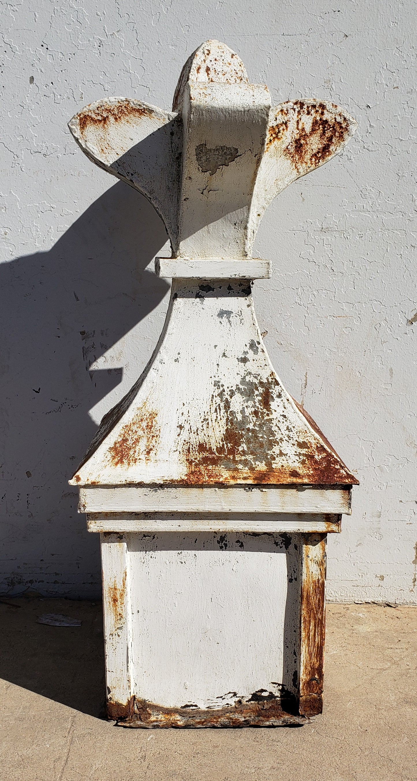Antique Chippy White Zinc French Church Finial (Architectural)
