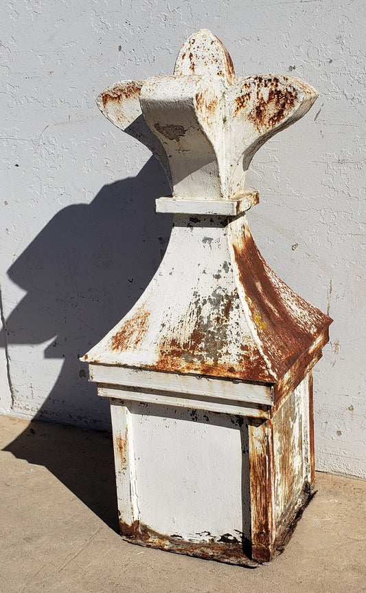 Antique Chippy White Zinc French Church Finial (Architectural)