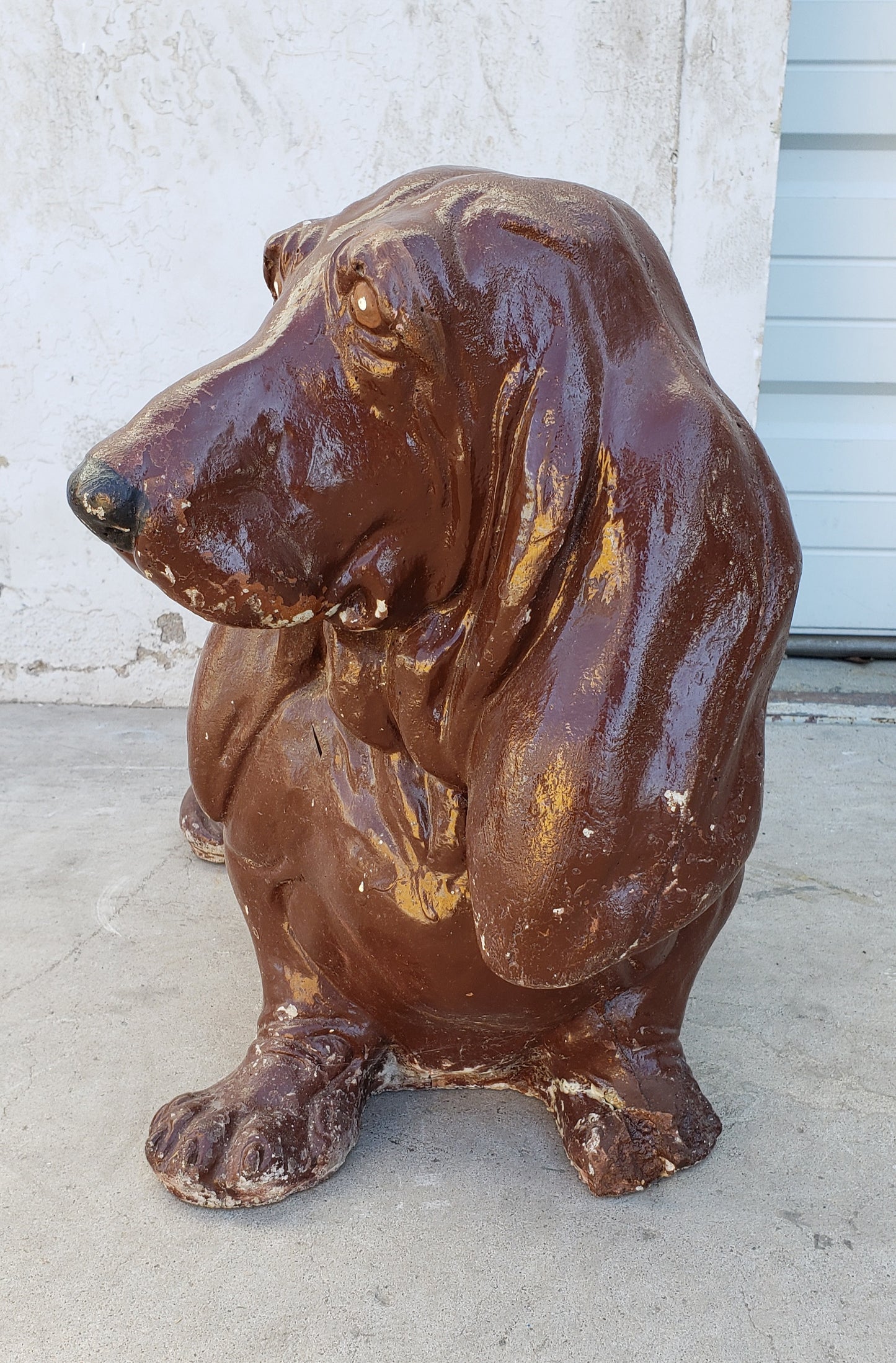 Concrete Basset Hound Dog Statue
