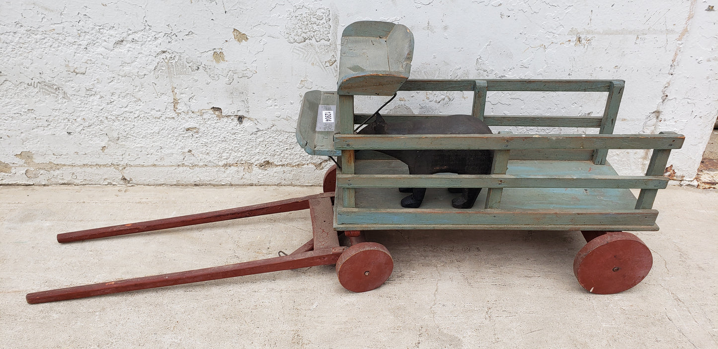 Folk Art Wagon with Bear